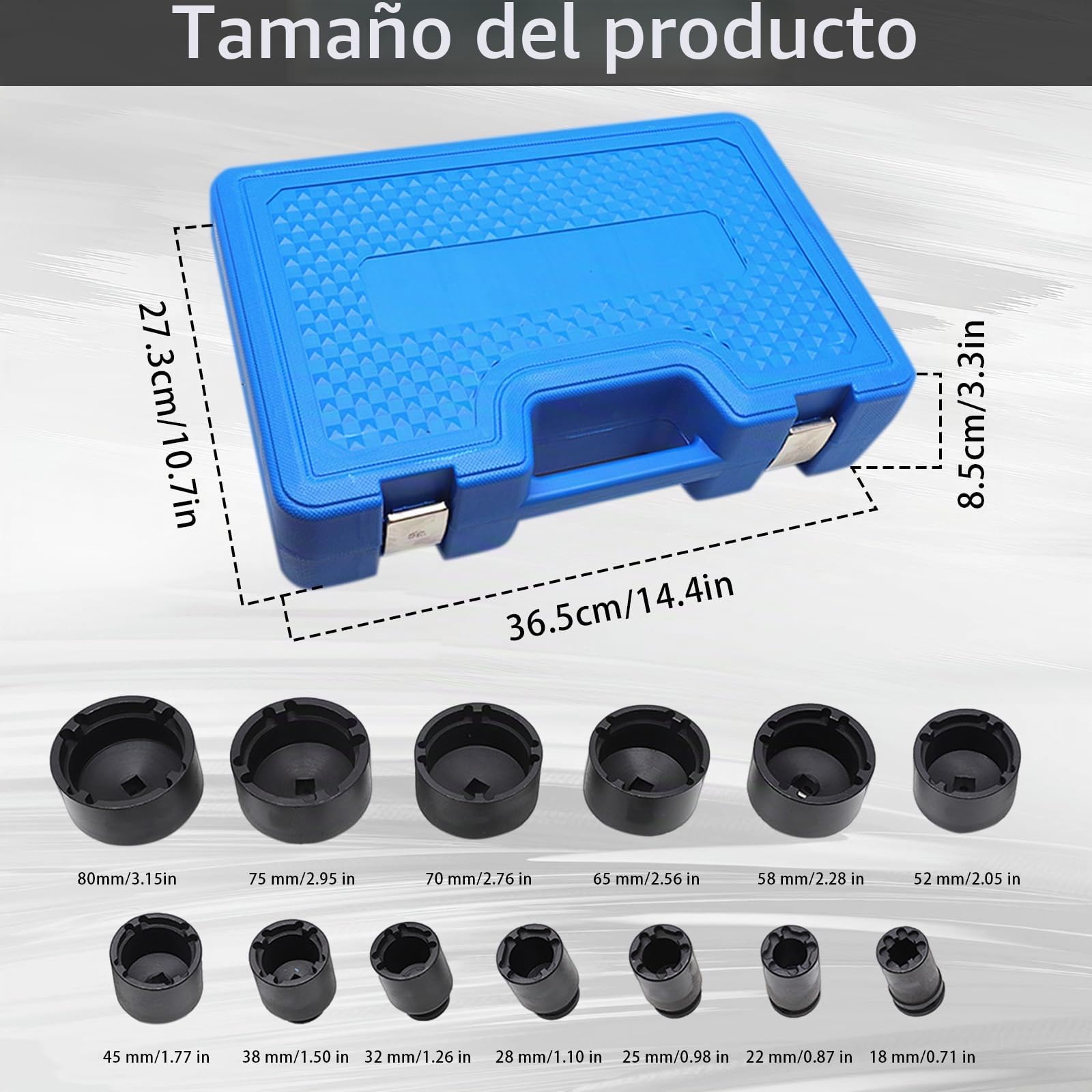 Juego De 13 Llaves Para Tuercas Ranuradas De 1/2", 18-80 mm Pasador Interno 60 Mm De Longitud Apto Para Tuercas De Seguridad KM, KML, HM, HML, HMLL (Din 981) Y Tuercas Redondas