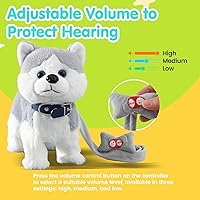 Vista 4 de Husky Juguete de Perro que Camina y Ladra, Musical Cantando Bailando Control de Volumen Cachorro Interactivo que Camina con Correa, Cola que Menea
