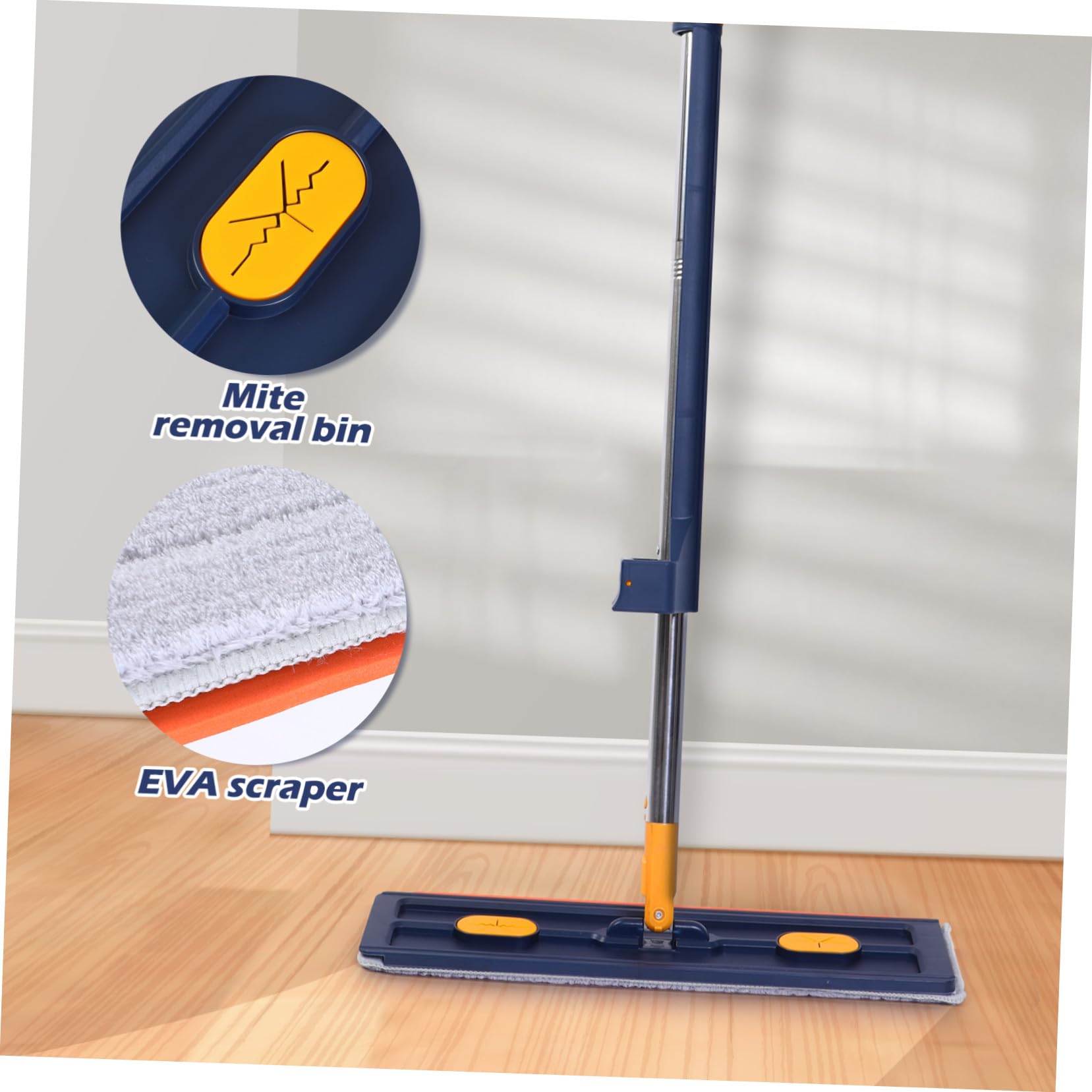 Fregona Hogar Plana Exprimidor de Agua y Raspador, Mop de Aleación y PVC para Limpieza Profunda y Suelos sin Lavado