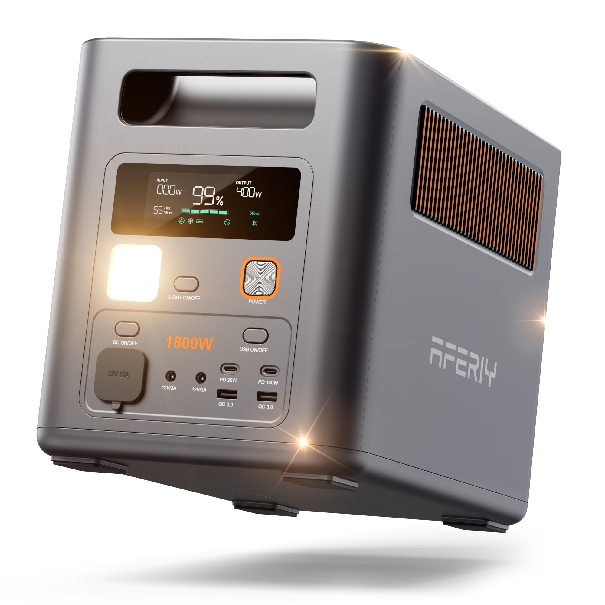 AFERIY P180 Pro Generatore Portatile 1800W, Batteria Espandibile 5120Wh, Ricarica Rapida 0-80% in 36min, BMS e UPS <10ms, Stazione Solare per Campeggio, Camper e Interruzioni Corrente