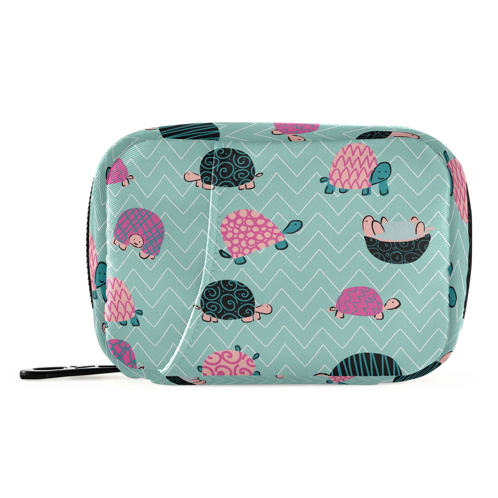 Naanle Swirl Cartoon Turtle Pill Box 7 Day Pill Case Travel Pill Organizer Bag with Zipper Portable Weekly Case Compact Size for Vitamin Supplement Holder Home