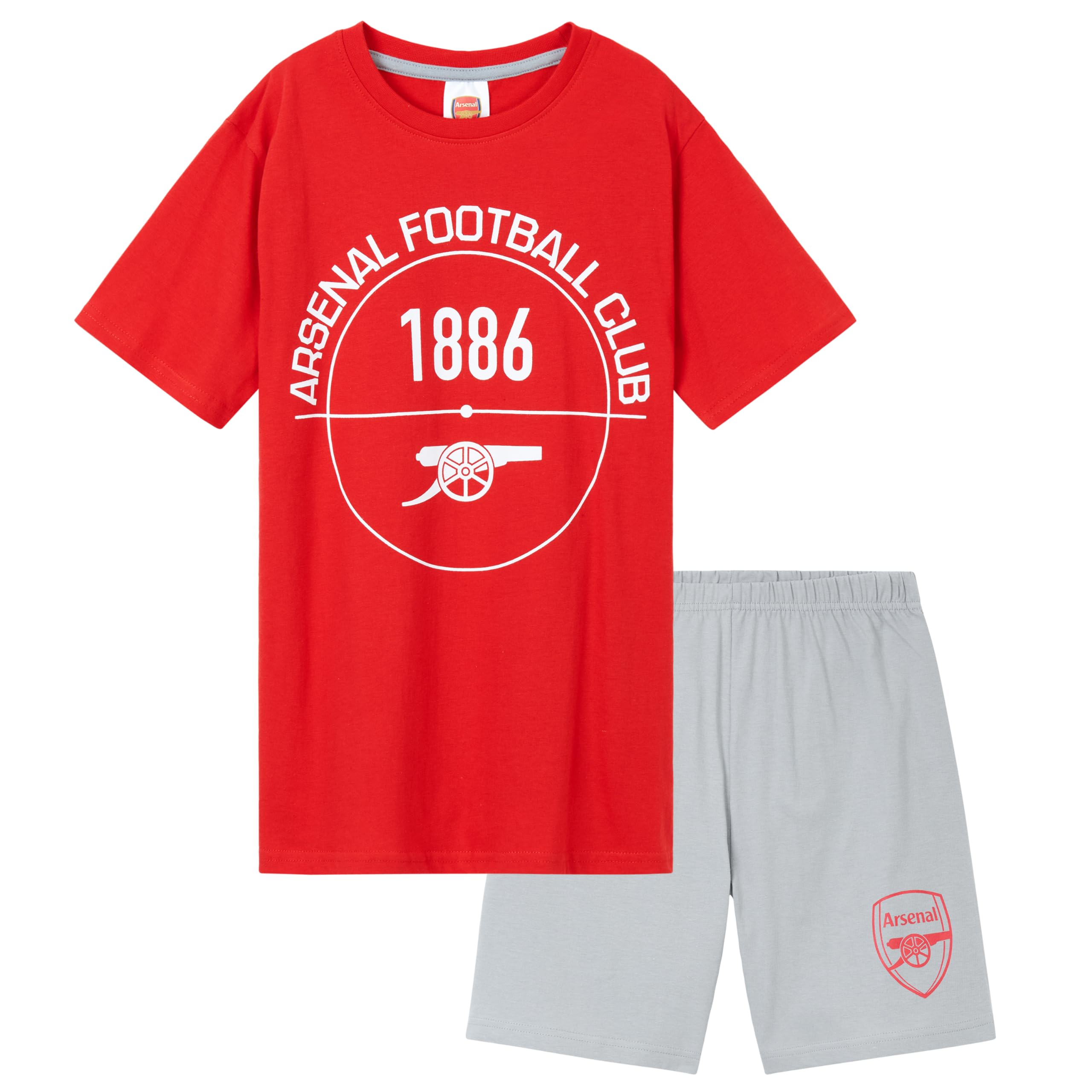 Get Trend Arsenal F.C. Pyjamas Boys Teens Short Football PJs Set Breathable Nightwear Loungewear Jammies Sleepwear Boys Gifts (9-10 Years, Red/Grey Arsenal)