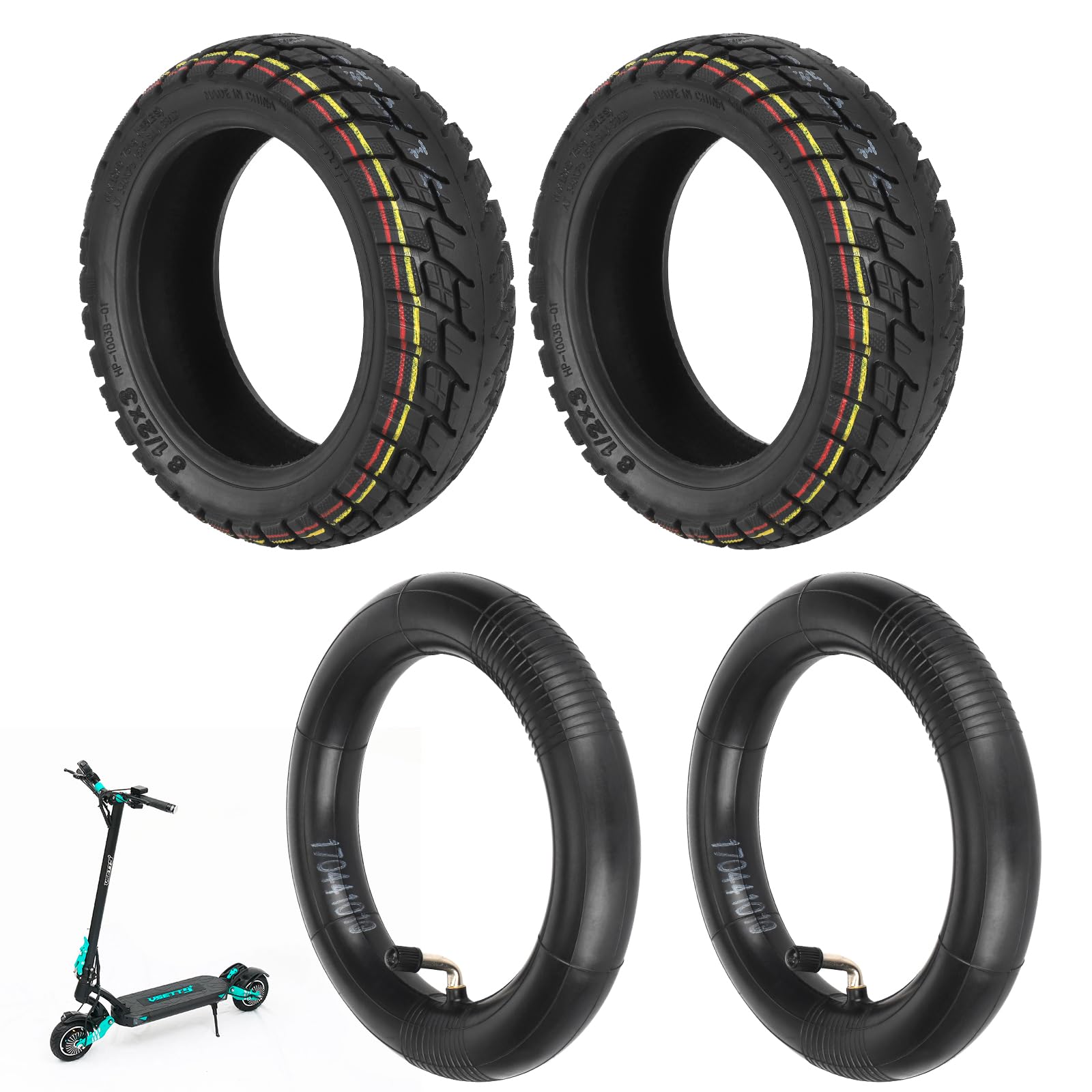 ulip (2er-Set) 8,5x3 (50-134) Offroad-Reifen mit Schlauch 8,5 Zoll Luftreifen für VSETT 8 9 Macury Zero 8 9 Roller