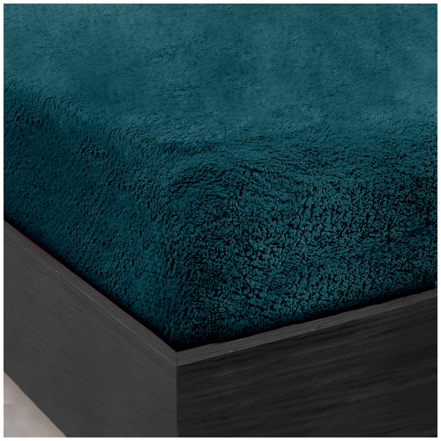Gc Gaveno Cavailia Green Teddy Bear Fleece Single Fitted Sheet - Single Bed Sheets Plain Thermal Warm Soft Cuddly Fluffy Bedding