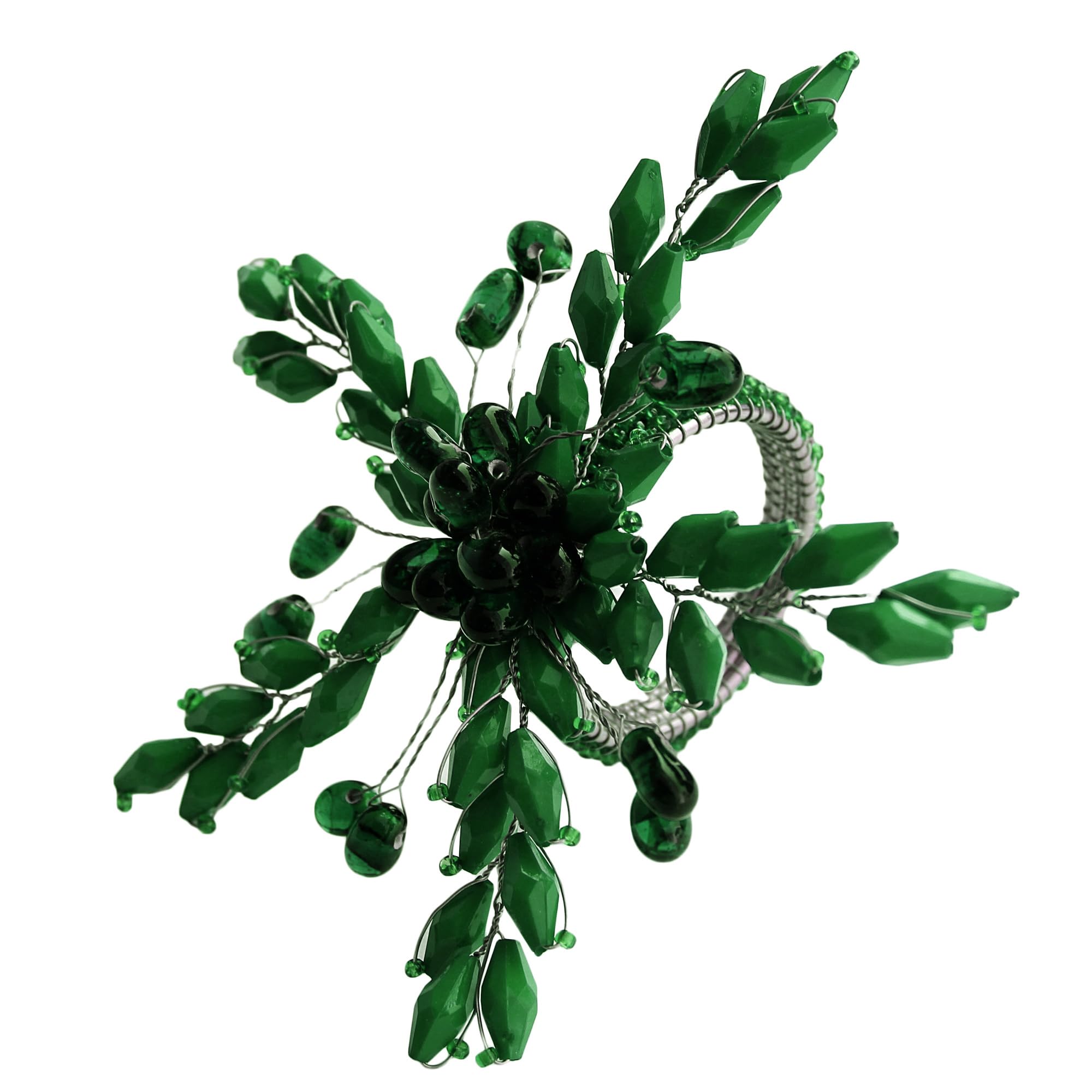 ITOS365 Set di 12 portatovaglioli per tavolo da pranzo, decorazione per feste e uso quotidiano, in metallo, a forma di foglia, verde scuro (confezione da 12)