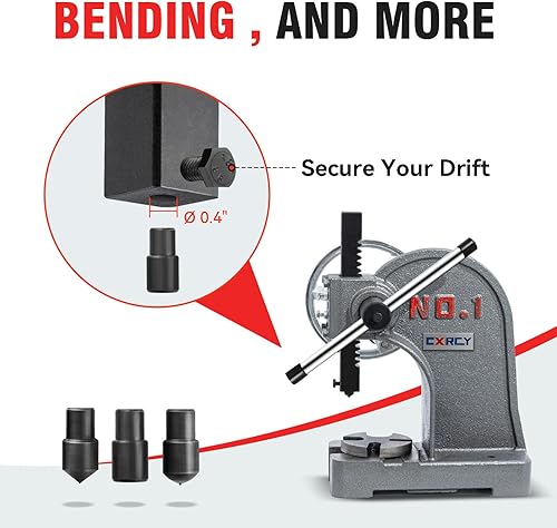 Vista 19 de CXRCY Prensa de árbol de 1 tonelada de Ram redondo con rueda de mano, prensa manual mejorada de hierro fundido, altura máxima de 5.5 pulgadas
