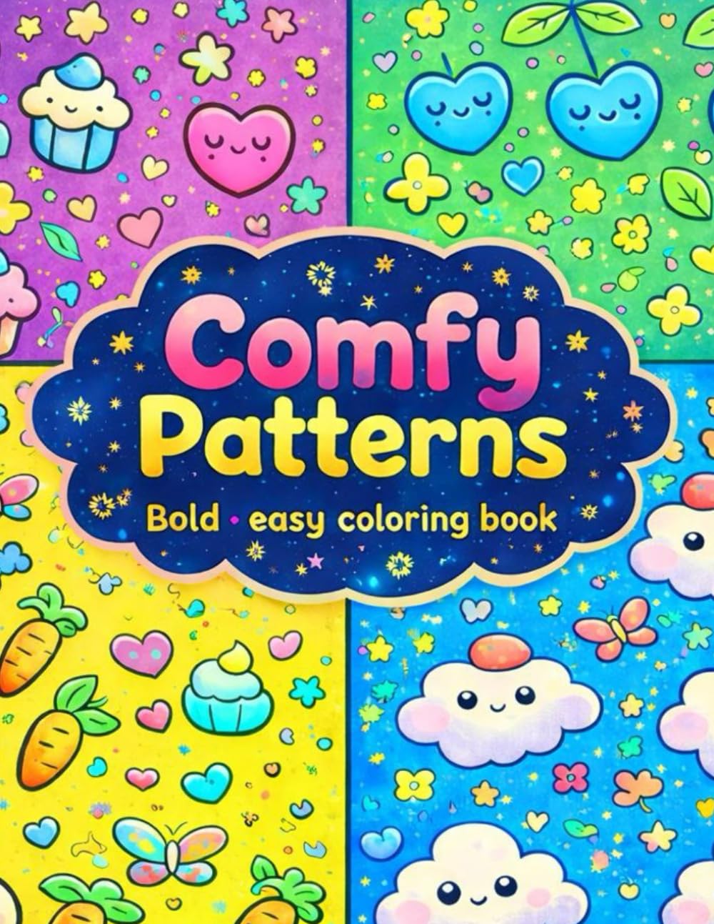 Comfy Patterns: Easy and simple large designs for adults and kids, perfect for relaxing and enjoying calm, creative time.
