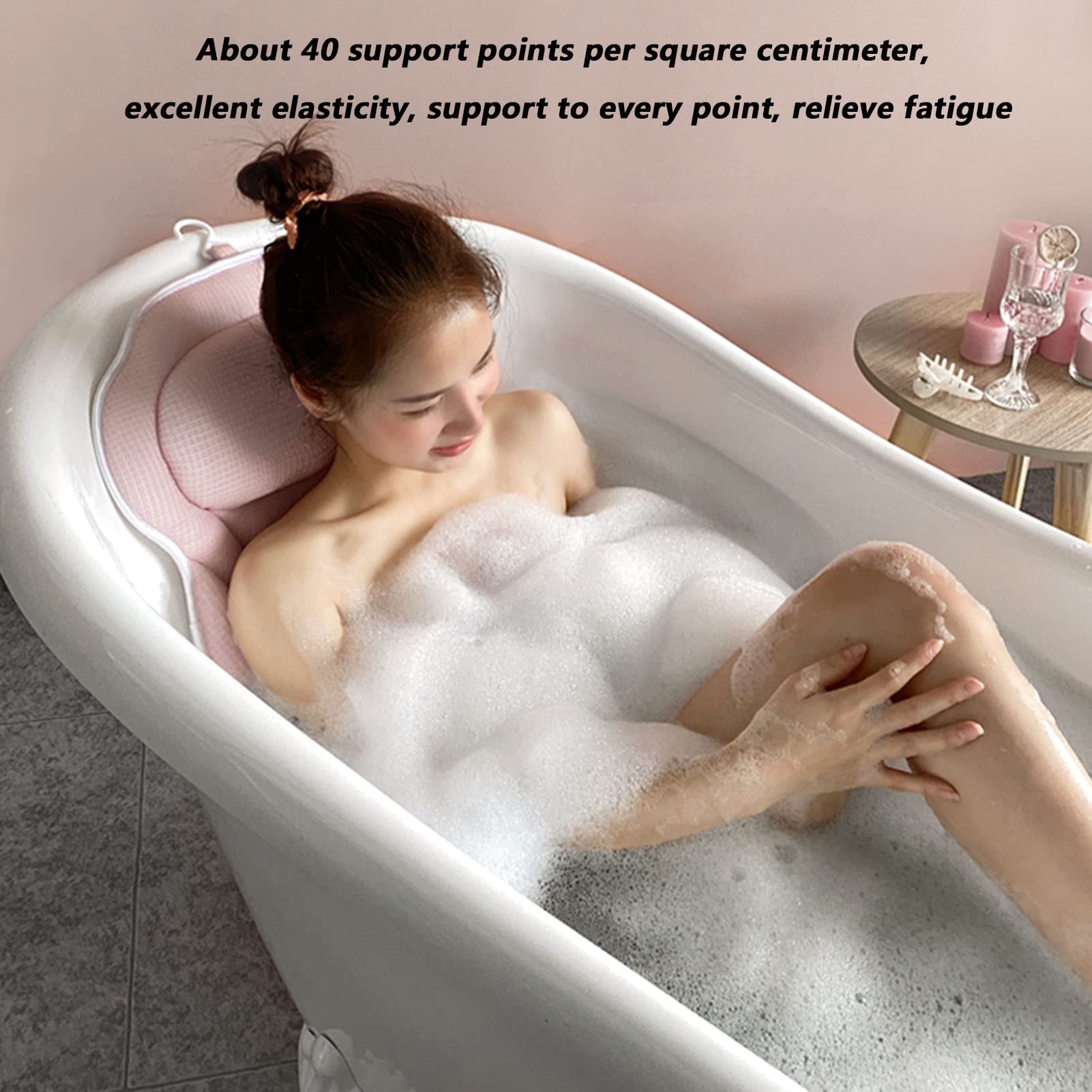 MyrRhe Ergonomiczna poduszka spa do wanny, poduszka do kąpieli dla dorosłych z podparciem szyi i pleców, idealna do wanien jacuzzi - Wymiary: 45 x 44 x 7 cm