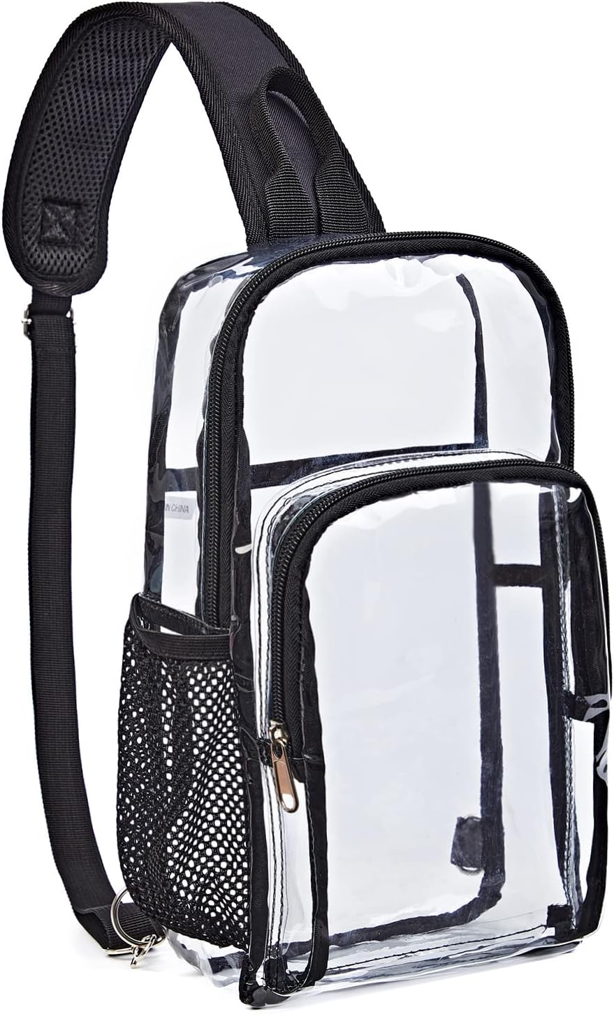 Edraco Clear Sling Bag, Clear Bag Stadium Approved, Large Capacity Shoulder Backpack for Men & Women