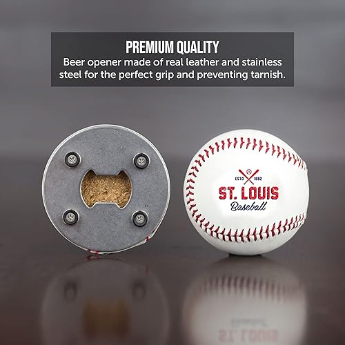 Miniatura 2 de Buffalo BottleCraft - Abrebotellas de San Luis, hecho de una pelota de béisbol real, el abrebotellas de béisbol, captador de tapas, imán para nevera