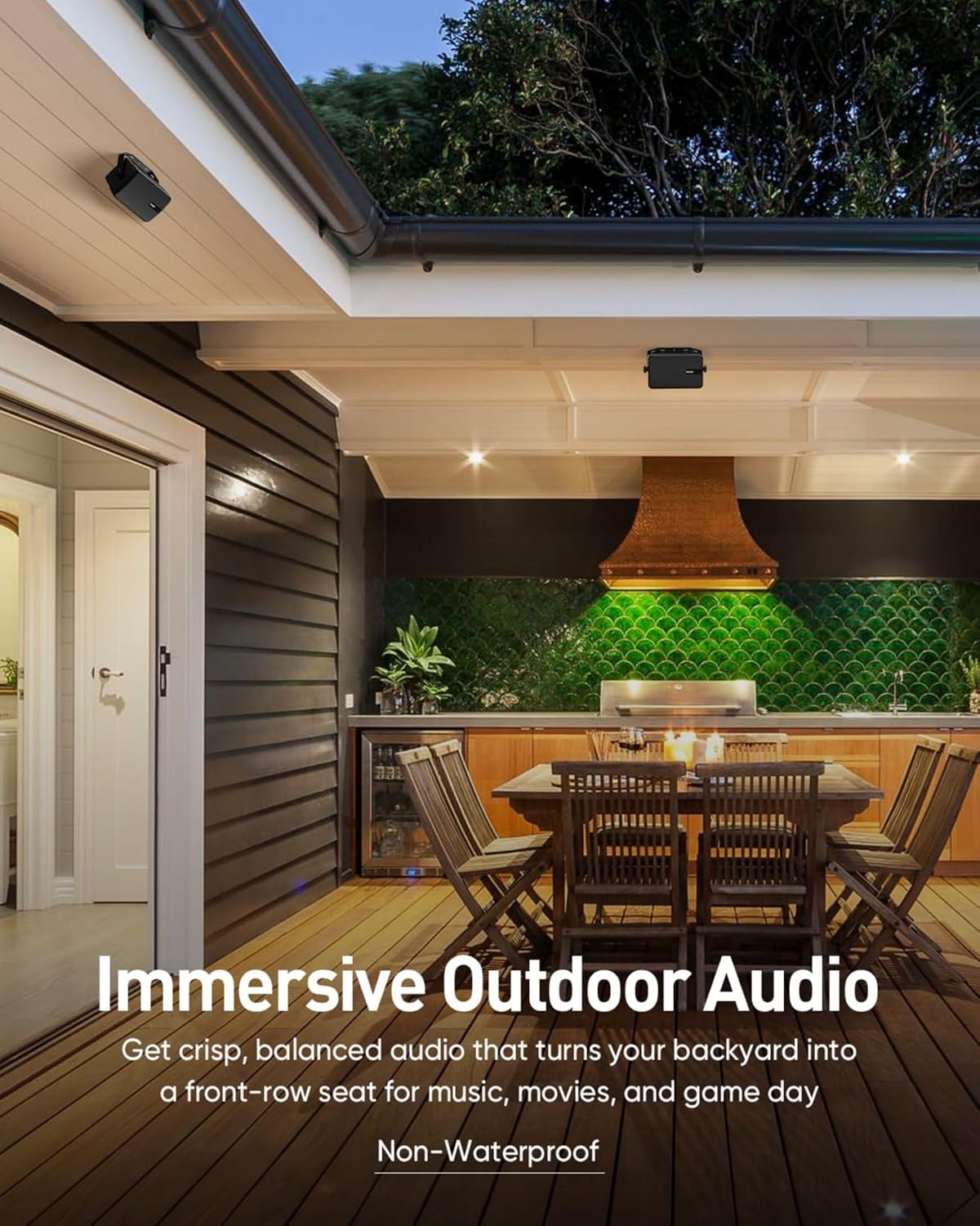 Inwa Outdoor Speakers with Powerful Bass (Pair, Light Black), 3'' Passive Wall Mount Speaker, All-Weather Durability