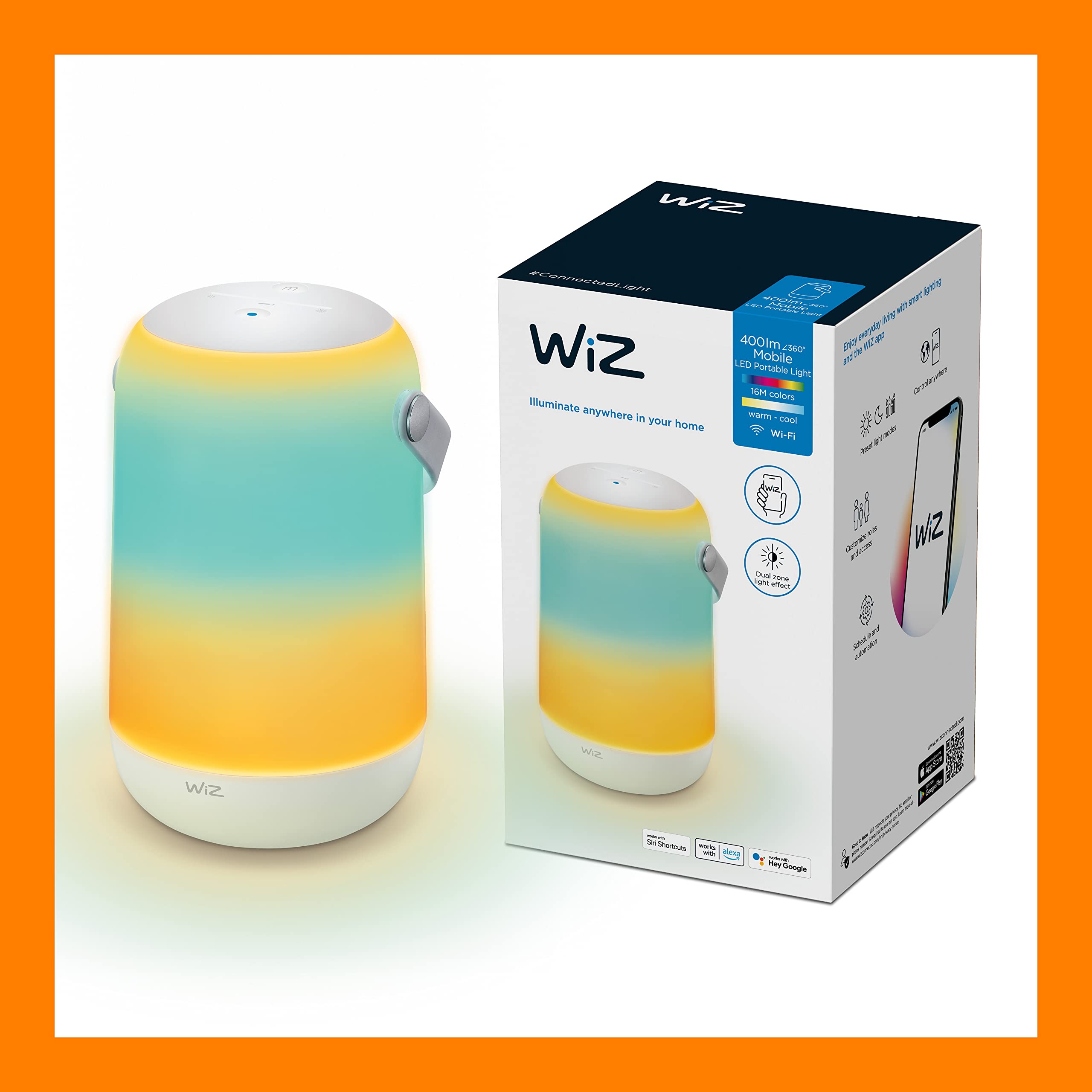 WiZ Inteligentna lampa stołowa True Portable, Wi-Fi, wiele odcieni bieli, szeroka paleta kolorów, sterowanie aplikacją i dotykowo