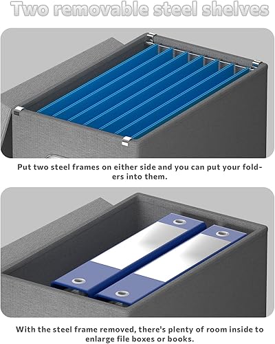 Miniatura 3 de Caja organizadora de archivos con tapa, caja de almacenamiento colgante con deslizador de metal para letras, documentos, oficina, hogar, sistema de