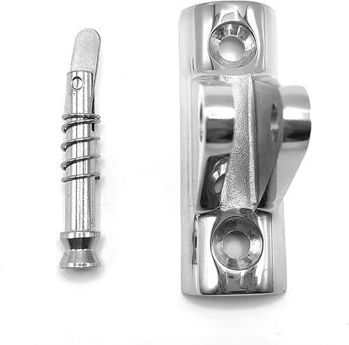 Miniatura 5 de Bisagra de cubierta superior Bimini de 90 °F con pasador de liberación rápida, acero inoxidable 316 con tornillos