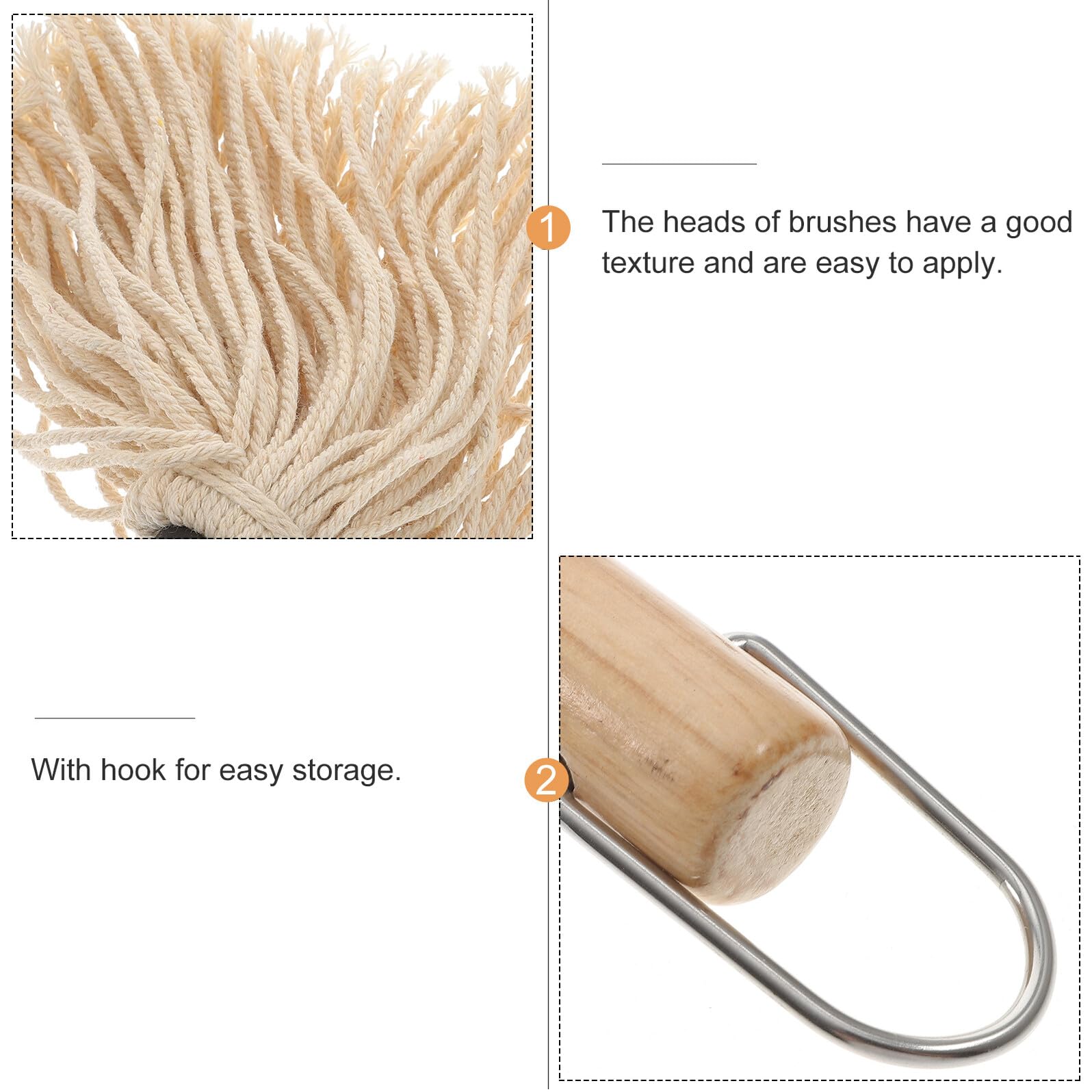 SOIMISS 8 pièces Pinceaux à Huile pour Barbecue avec Manche Bois Brosse à Barbecue Coton Remplaçable pour Cuisine Pâtisserie et Grillades