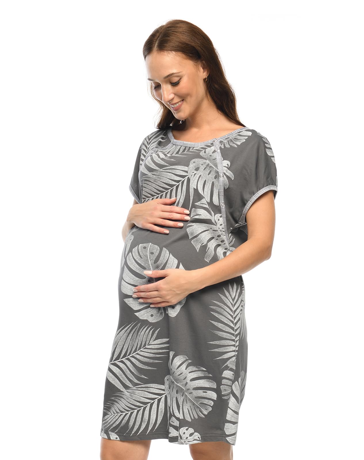 MijaCulture Camicia da notte 3 in 1 4123, grafite/palme, S
