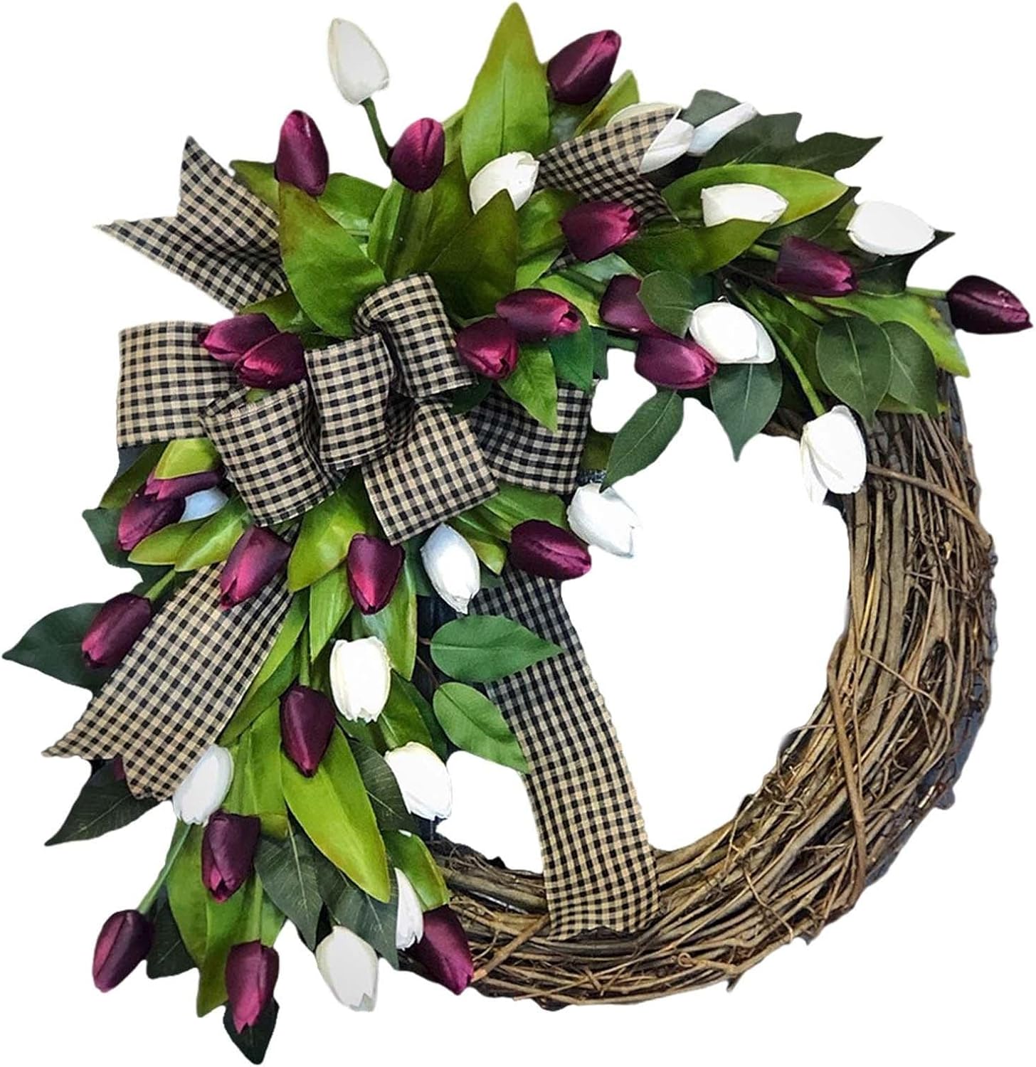 F Fityle Spring Wreath Decorative Door Wreaths 35cm Artificial Flowers