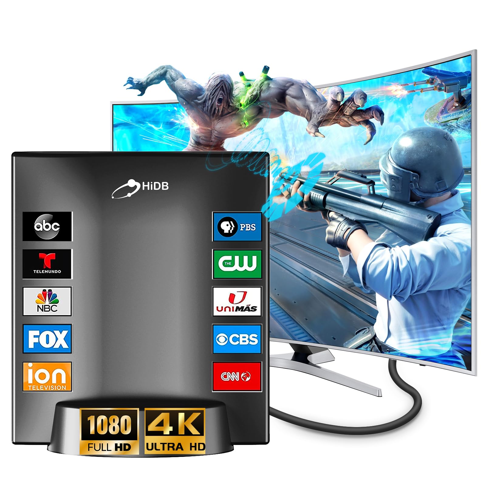 2025 Upgrade HD Digital TV Antenna for Smart TVs - Amplified Indoor HDTV Antenna, Long Range, Supports 4K, 1080p, VHF/UHF - Easy Setup, 10FT Cable, Watch Local Channels for Free (V07902)