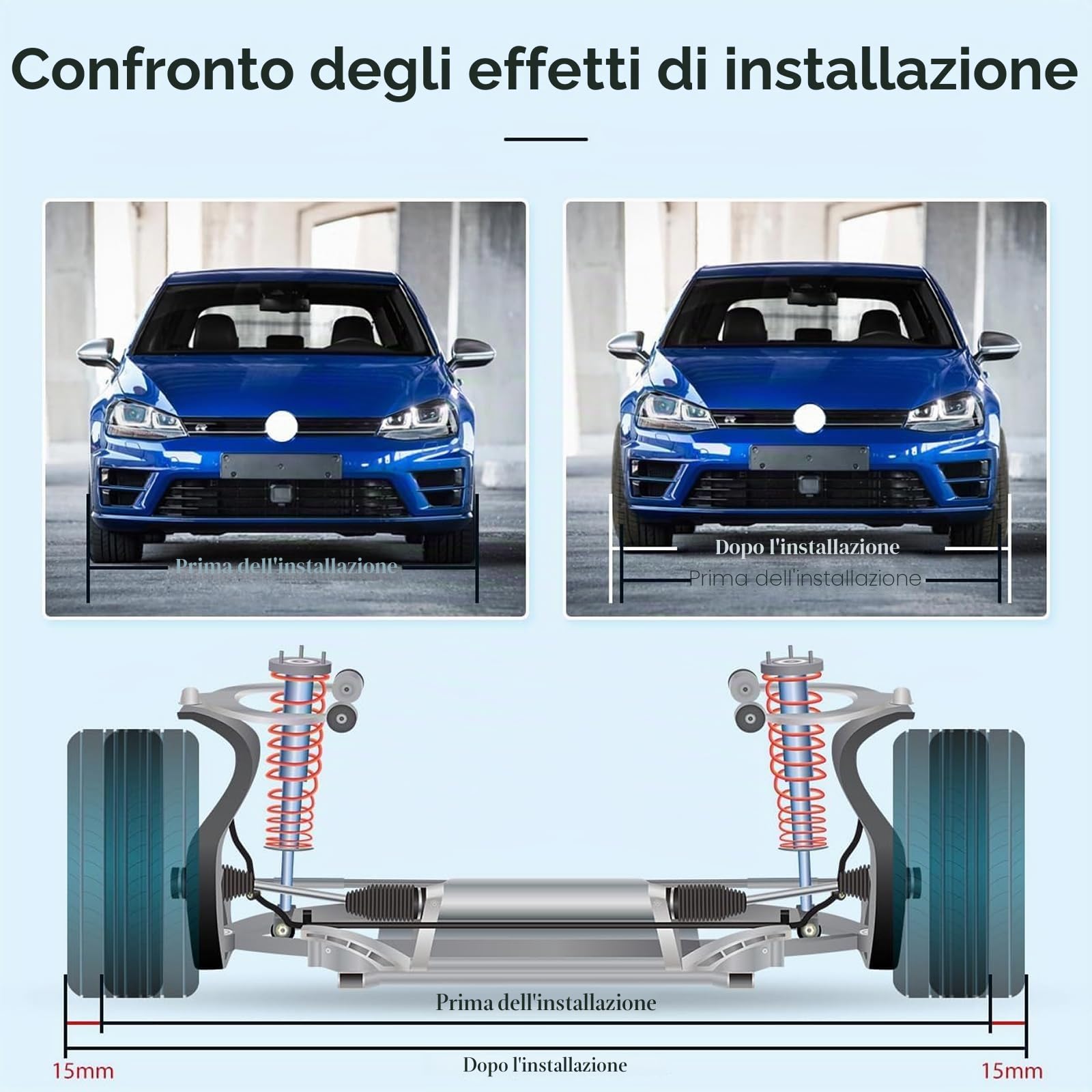 GEARMONSTER Allargamenti scartamento ruote 2x15mm Set di Distanziali LK: 5x120mm NLB:72.6 con 10 bulloni per ruote M12x1.5mm 45mm Allargamenti scartamento per BMW E46 E60 E92