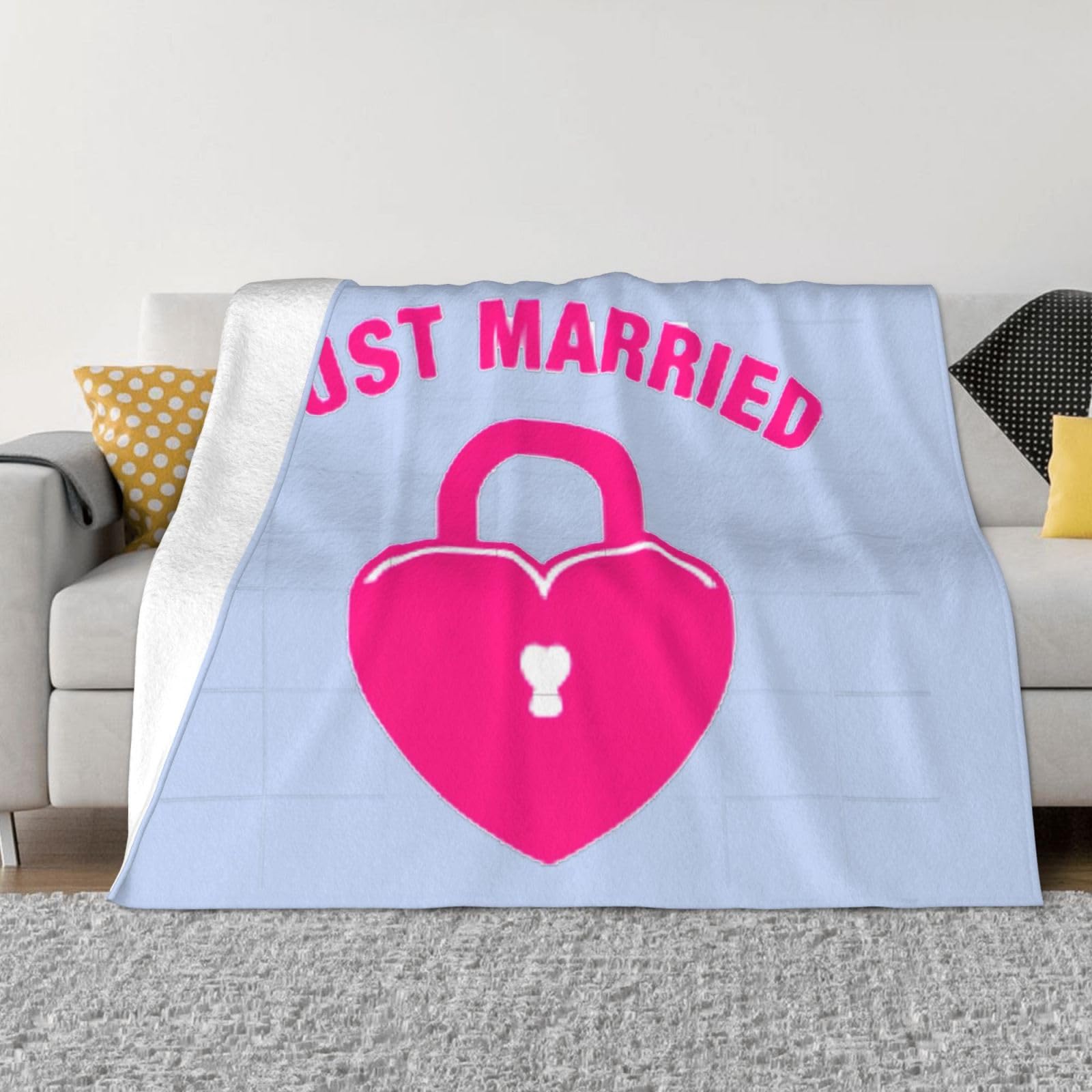 Couverture en flanelle douce Just Married anti-froid pour canapé