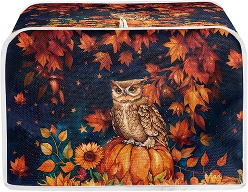 Vista 72 de UNICEU Funda acolchada para tostadora con patrón de café, se adapta a la mayoría de tostadoras estándar de 4 rebanadas patrón de café,Hojas de otoño