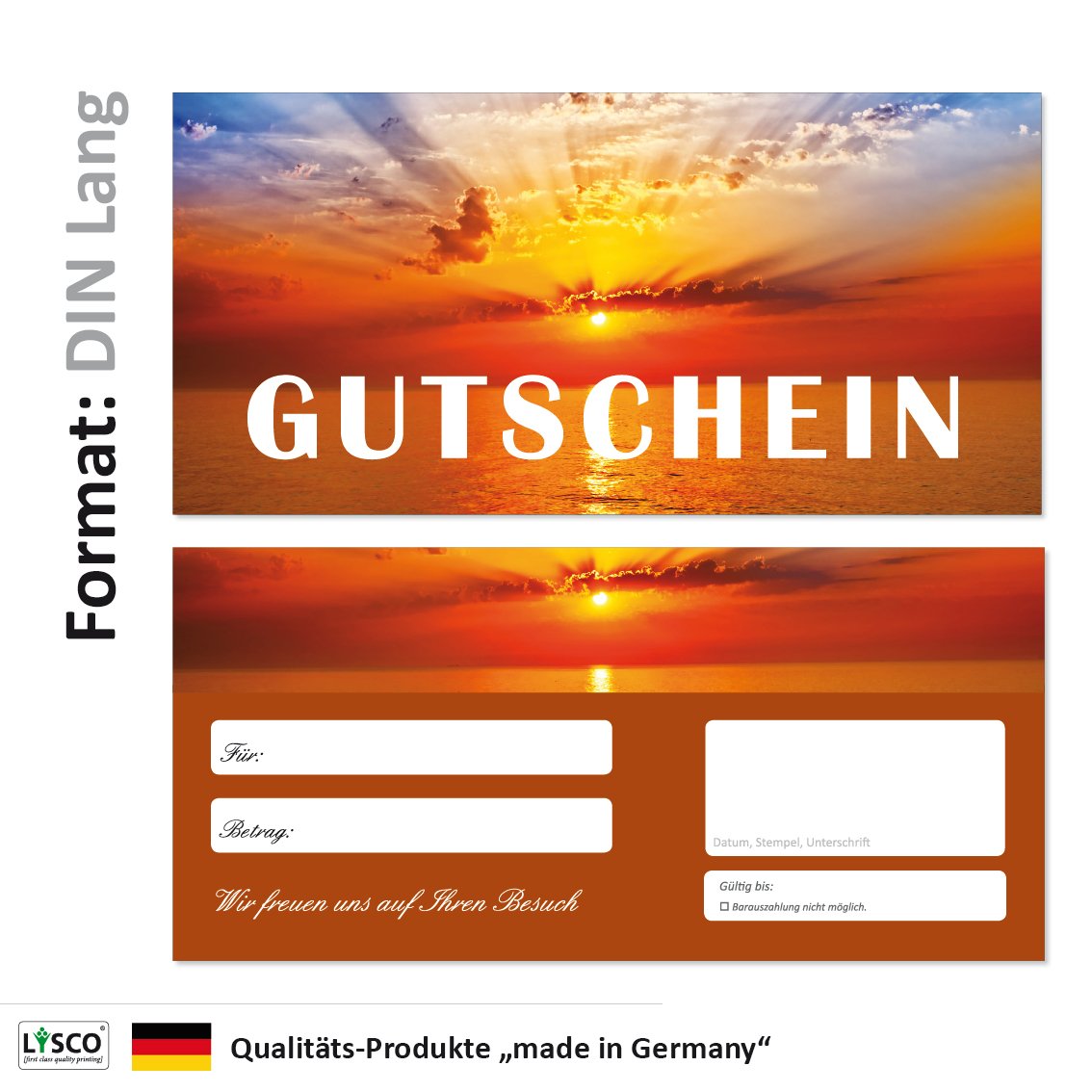 200 Stück Geschenkgutscheine (Sonnenuntergang-709) Gutscheine Gutscheinkarten für Bereiche wie Reisen, Urlaub und Wellness