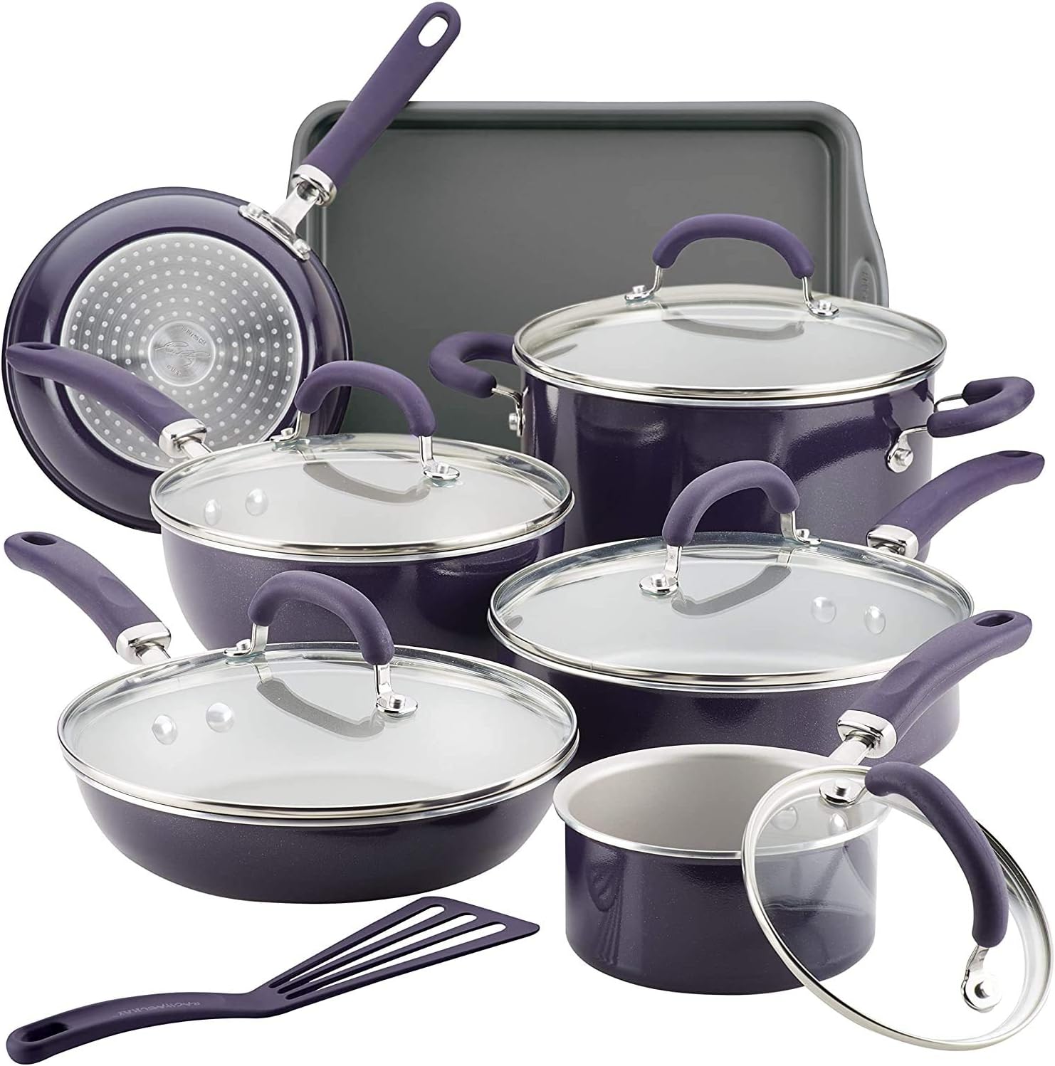 Buy Rachael Ray Create Delicious 13 Piece Nonstick Cookware Set Purple Shimmer 12154 Online In Taiwan B08xm7k22q