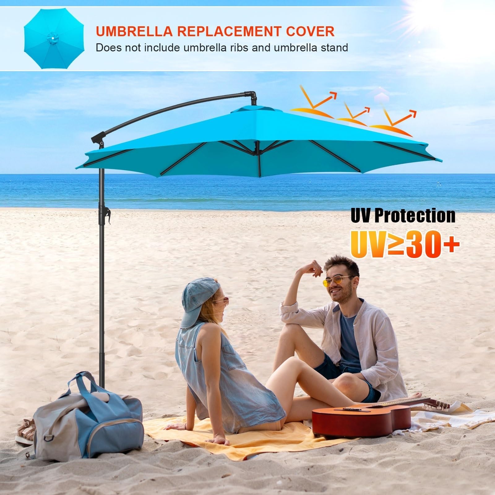 Patio Umbrella Replacement Canopy 9ft 10ft 6.5ft, Outdoor Umbrella Replacement Canopy Top Cover for 8/6Ribs, Replacement Umbrella Canopy Cover, Replacement Parasol Canopy for Garden Umbrella