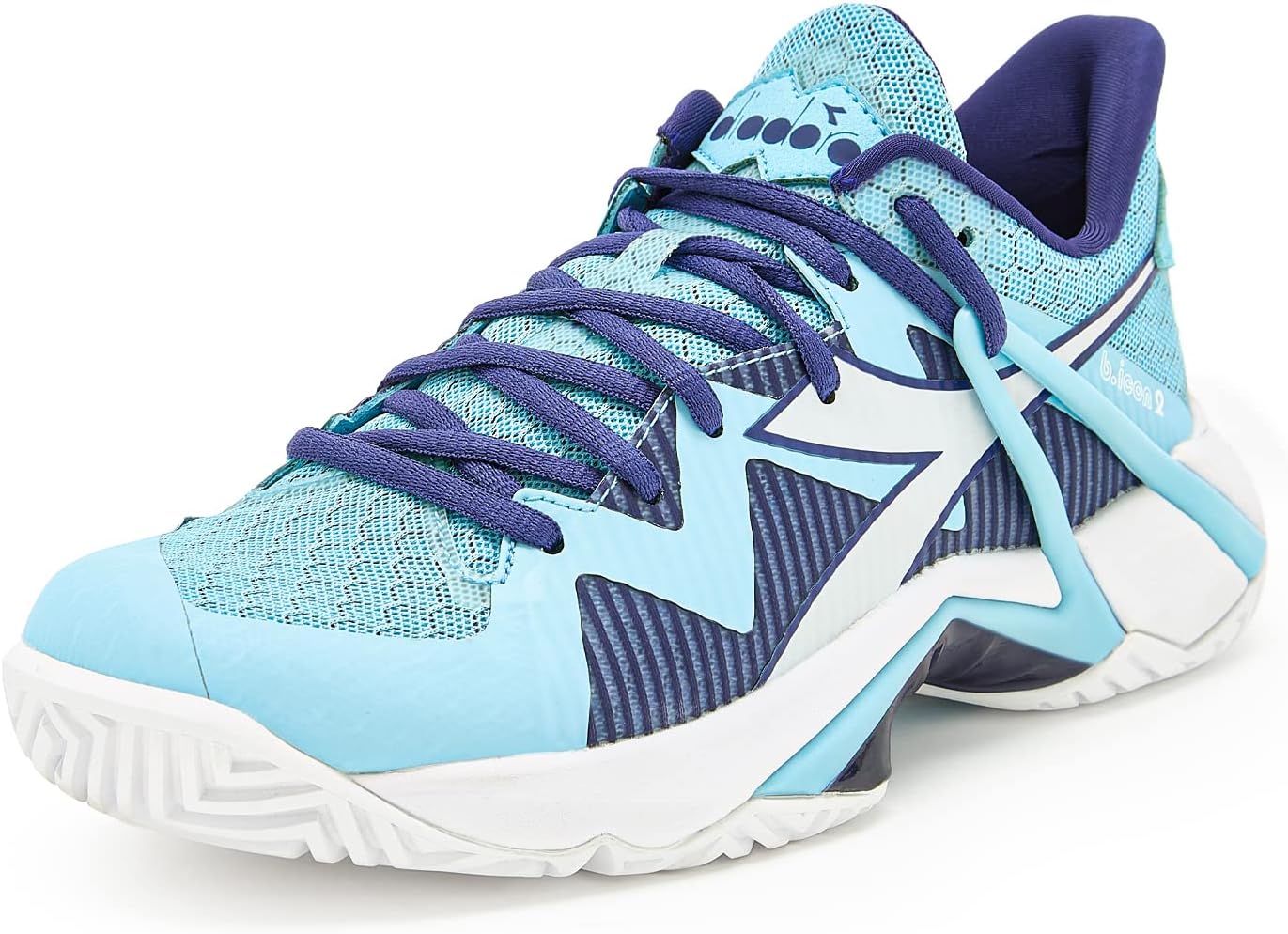Diadora Women's B.Icon 2 All Ground Tennis Shoe (Bright Baby Blue/White, 8.5)