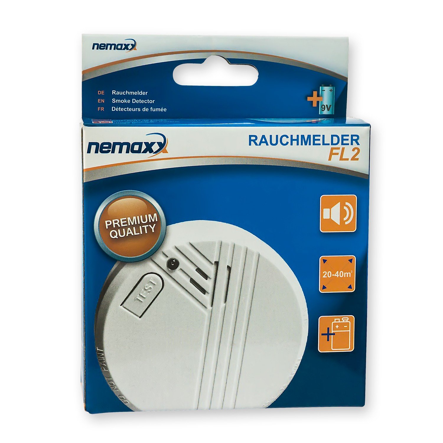 Nemaxx FL2 - Detector de Humos (Conforme a la Norma EN 14604), 10 Unidades, tecnología fotoeléctrica Sensible, 9FL2NX1