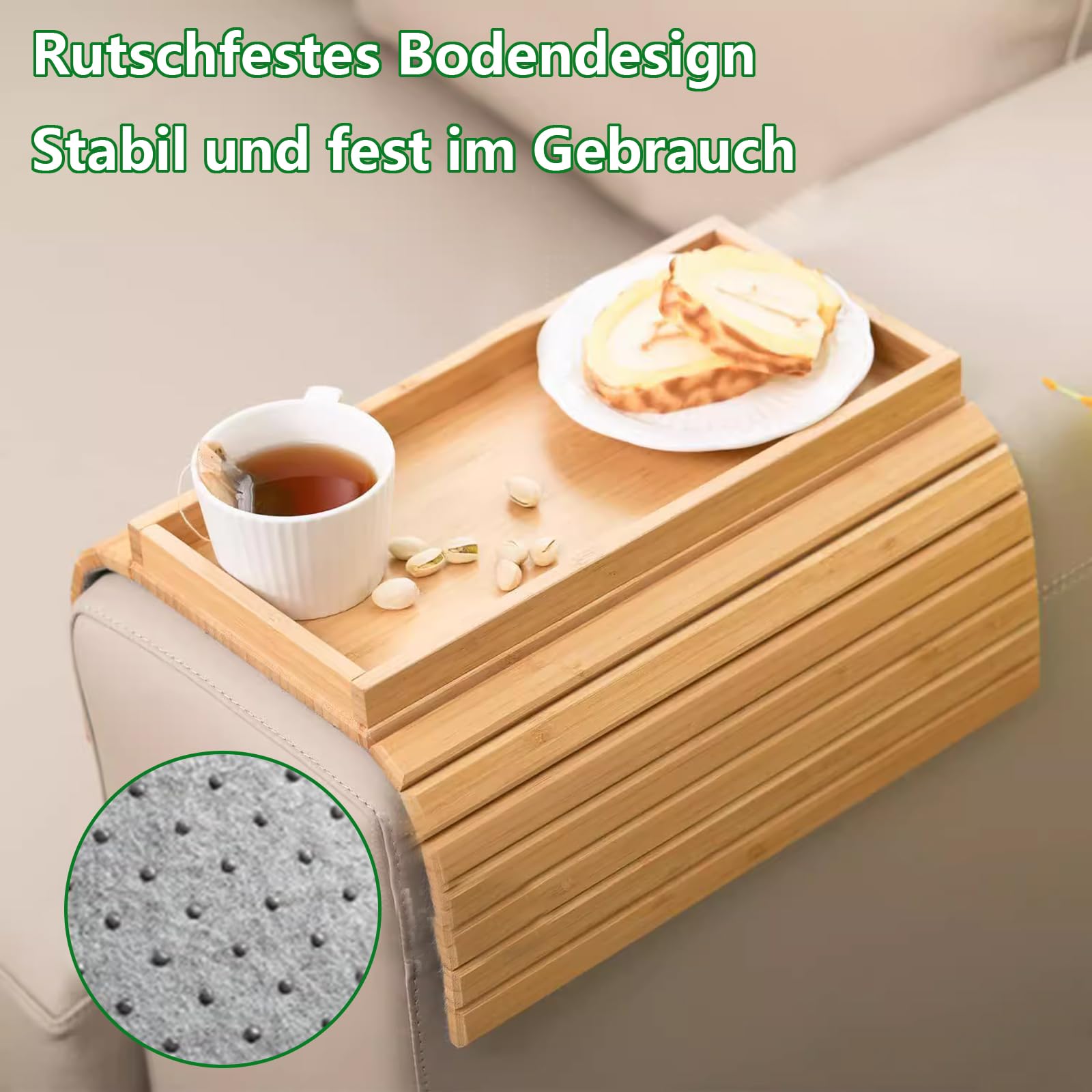 jackfru Bankovertrek, bankdienblad, met houten bamboe, armleuning, antislip, bank, armleuningtafel, bank, bekerhouder, plank (zwart