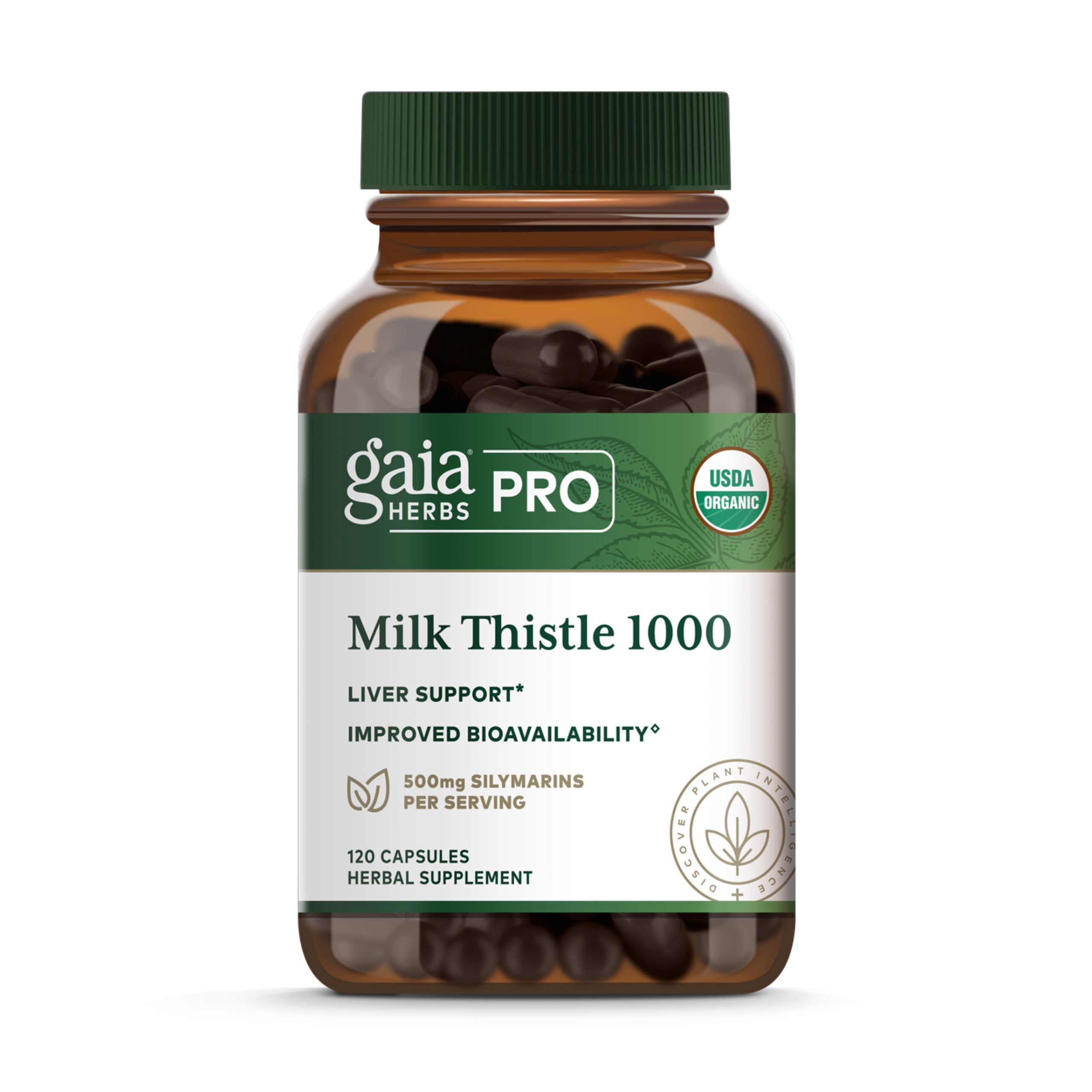 GAIA HERBS PRO Milk Thistle 1000, 120 Capsules, 30 Servings