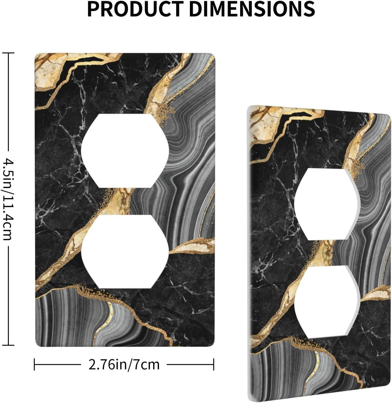 Black Gold Marble Single Duplex Light Switch Plate Cover Decor Outlet Wall Plate Cover For Home Bedroom Kitchen Decorative 4.5 * 2.76 Inches Standard Size