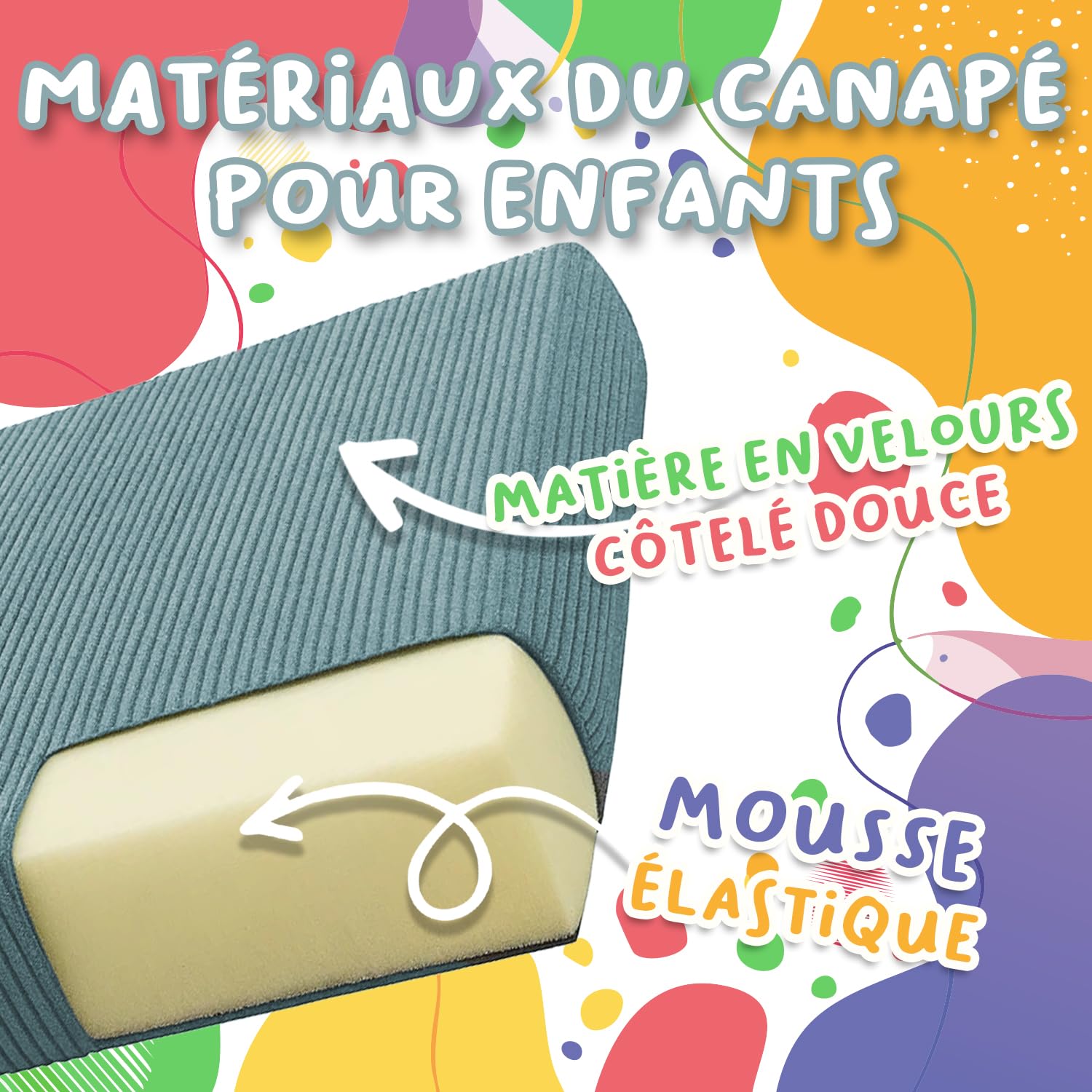 POKAR Canapé Enfant Convertible Velours Côtelé | Canapé Modulable Enfant en Mousse | Possibilités de Jeux Infinies pour Chambre d'enfant | Certifié Oeko-TEX | Brun Chocolat
