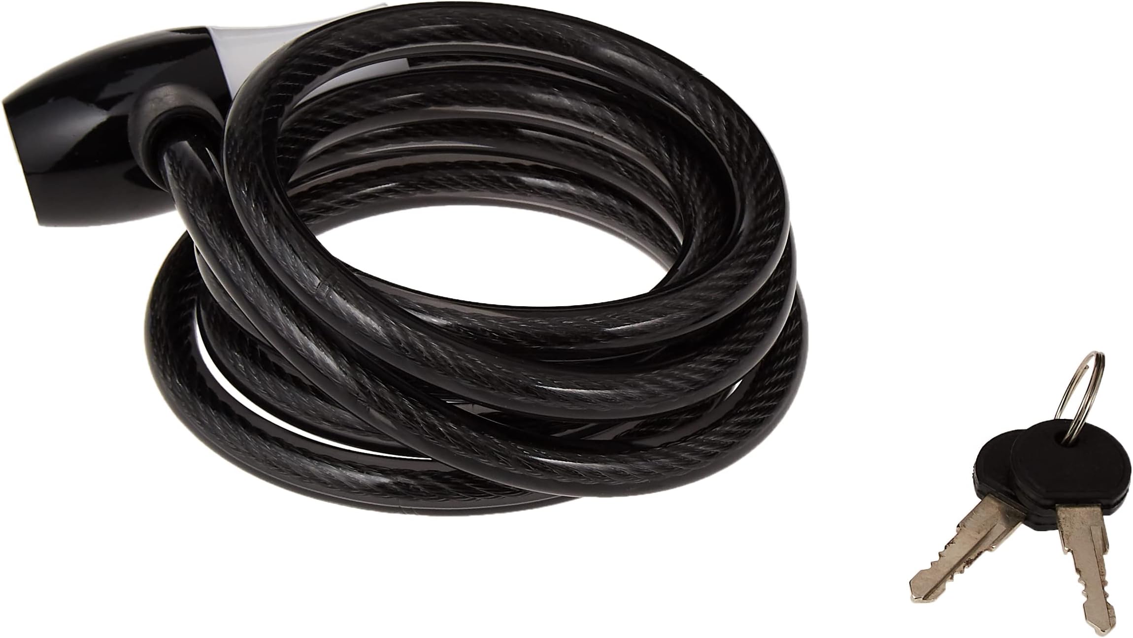 Spartan Cable Lock 180 cm Black – Flexible Coiled Steel Bicycle & Scooter Security Cable | 10 mm Thick Braided Steel with PVC Coating | Key Lock with Two Keys Included | Lightweight & Durable SP‑9026