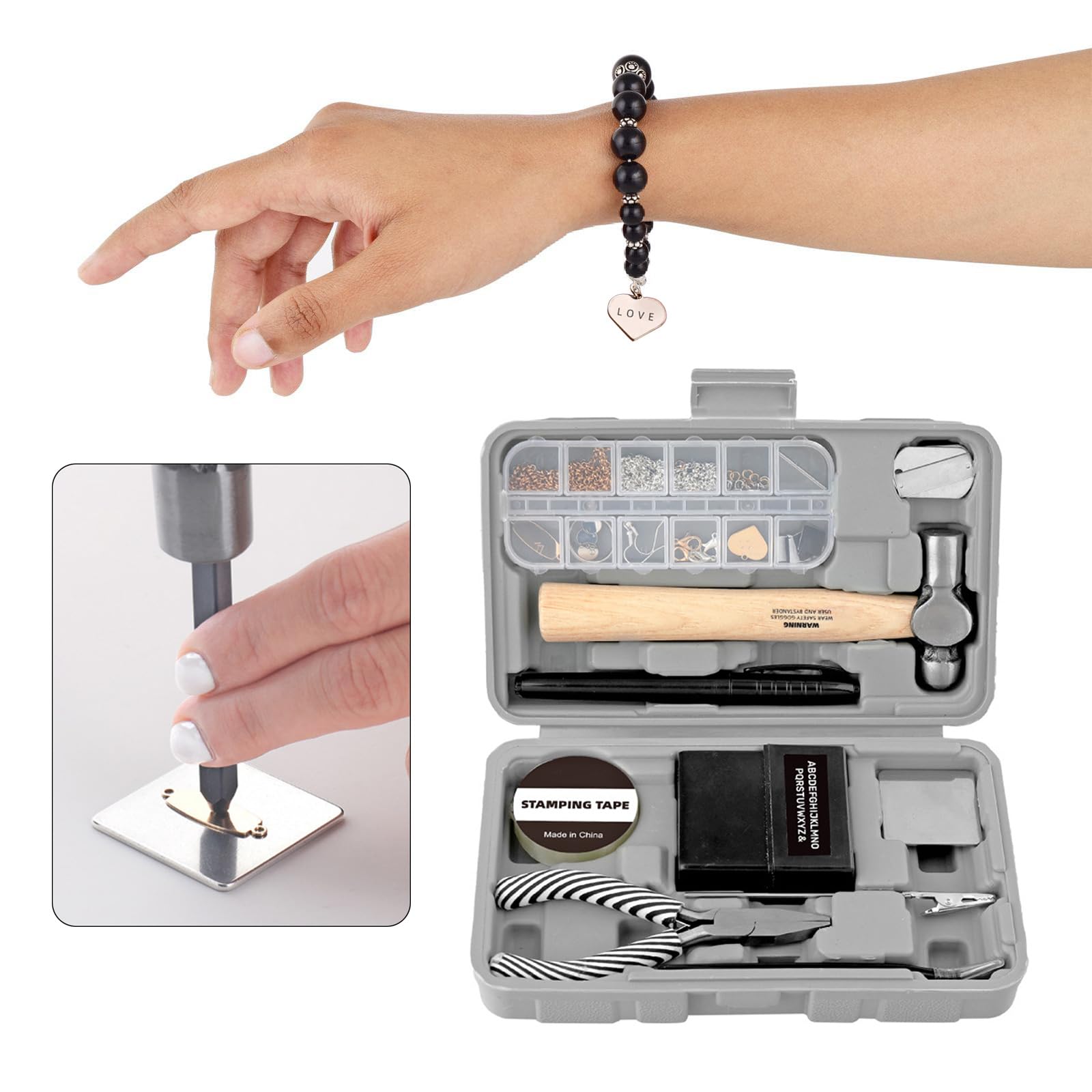 Set di celle per gioielli, kit di attrezzi per la creazione di gioielli, ago, pinza per il naso, tagliafili, perle, riparazione, attrezzatura per gioielli multifunzione