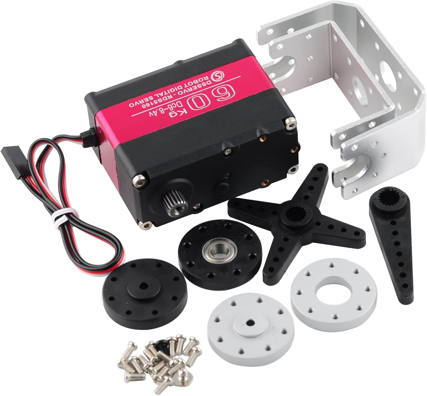 RDS5160 Servo 60 kg RC Digital Servo High Torque Mental Gear 180 270 Degree with U-Shaped Mount Disc for 1/5 RC Car Robotics DIY Projects (270)