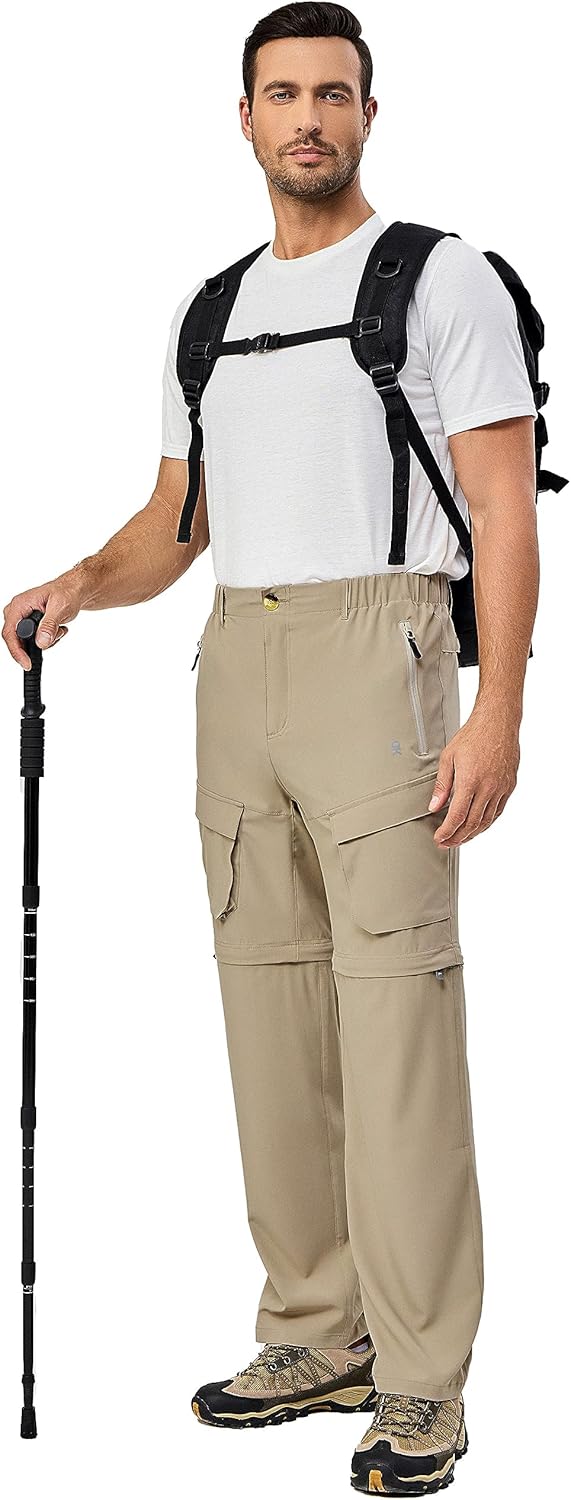 Little Donkey Andy Men's Quick Dry Zip Off Convertible Pants Elastic Lightweight Hiking Travel Golf
