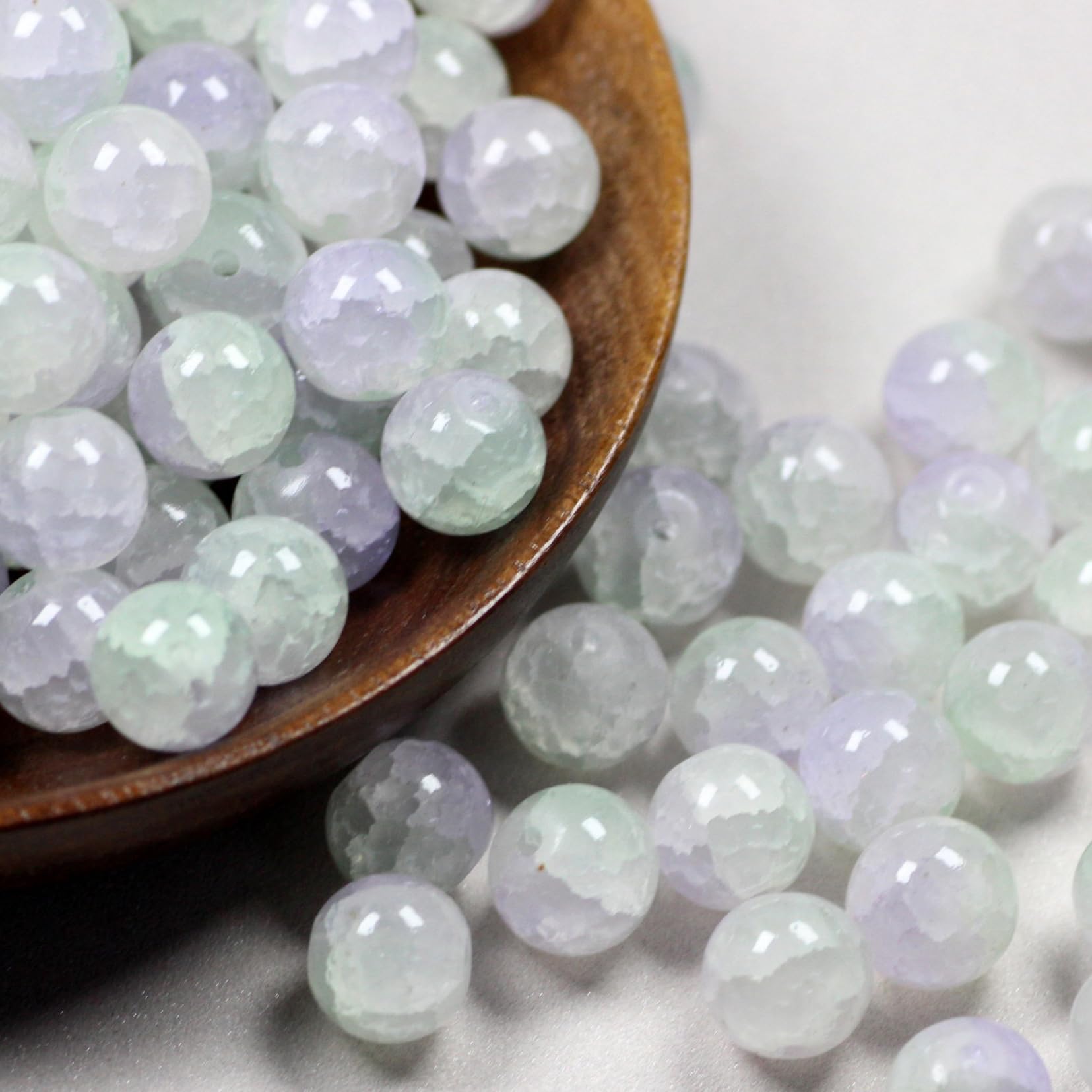 Perles pour bracelets 200 pièces de perles rondes craquelées colorées de 10MM en vrac