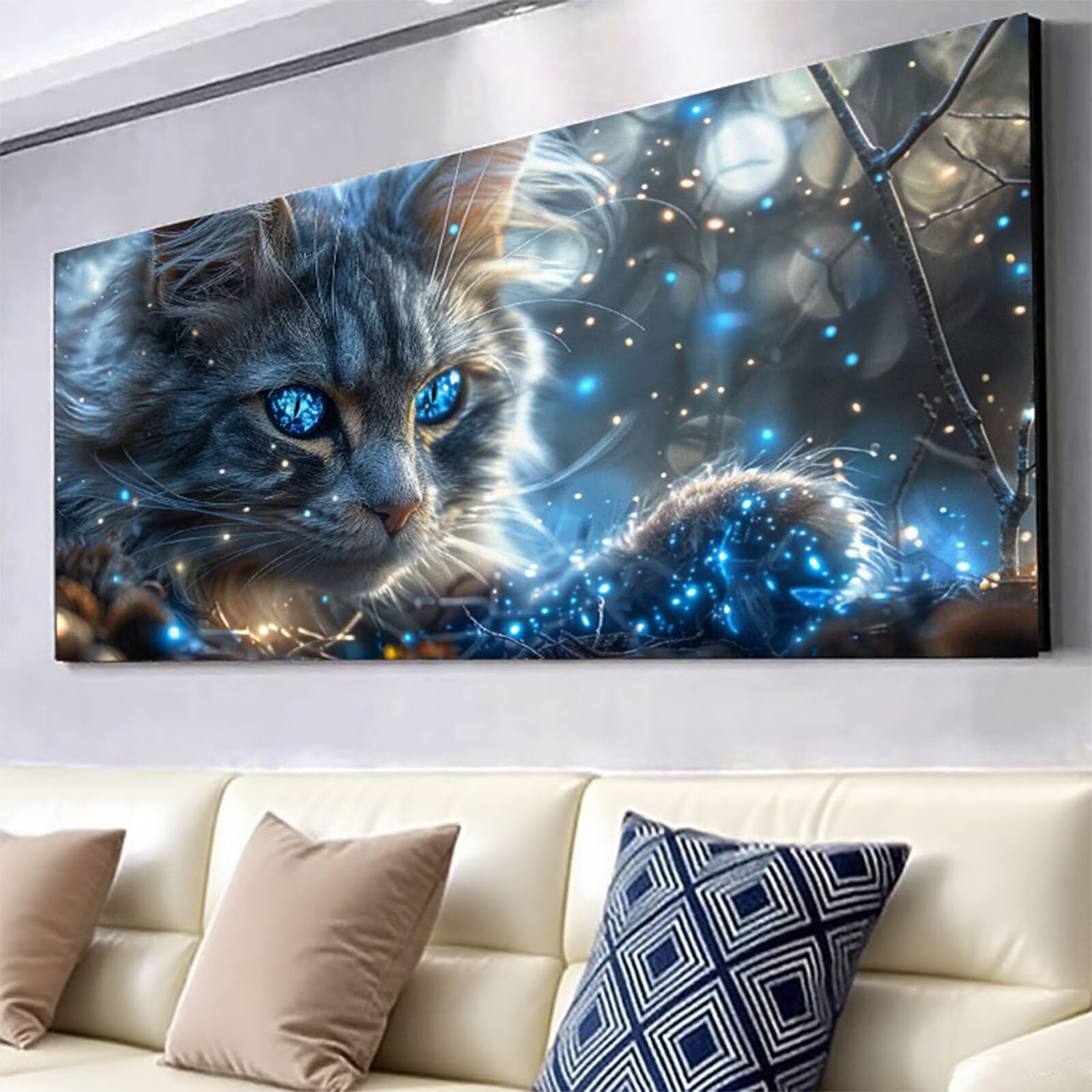 Diament Malarstwo Kot Diamentowy Obraz Dorosły, 5D Kreskówki Diamentowe Zwierzęta Obrazy Diamentowe, 100 x 200 cm Diament Sztuka Haft Ścieg Krzyżowy Puzzle Rzemiosło Dziewczyna, Dekoracja Ścienna Dom