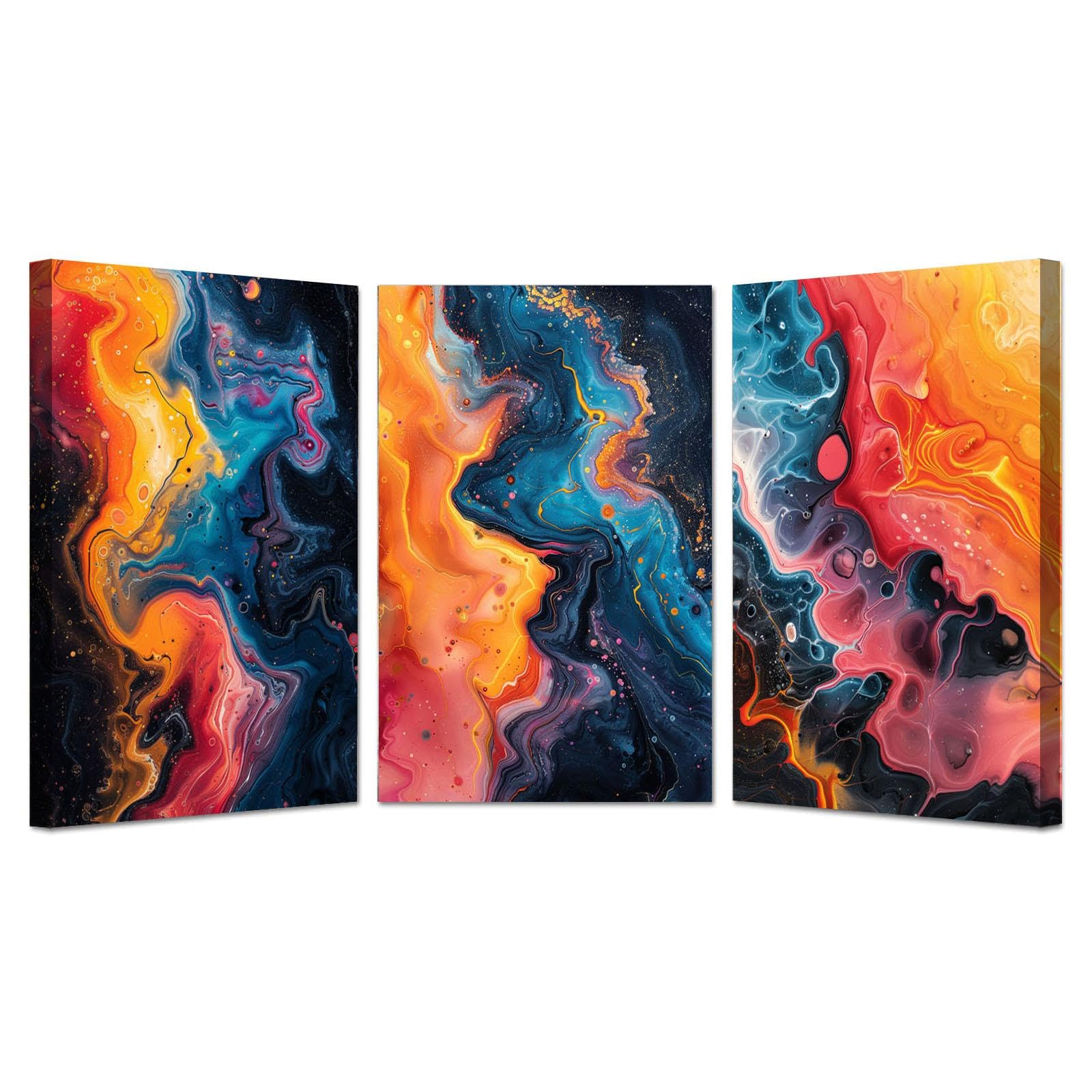 WQBQKKX Amarillo,rosa 3 Piezas Cuadros De Acuarela Salon Lienzo, Textura de líneas abstractas Cuadros Para Dormitorio Sala Comedor Oficina Pasillo Cocina-30x45cmx3 Enmarcado