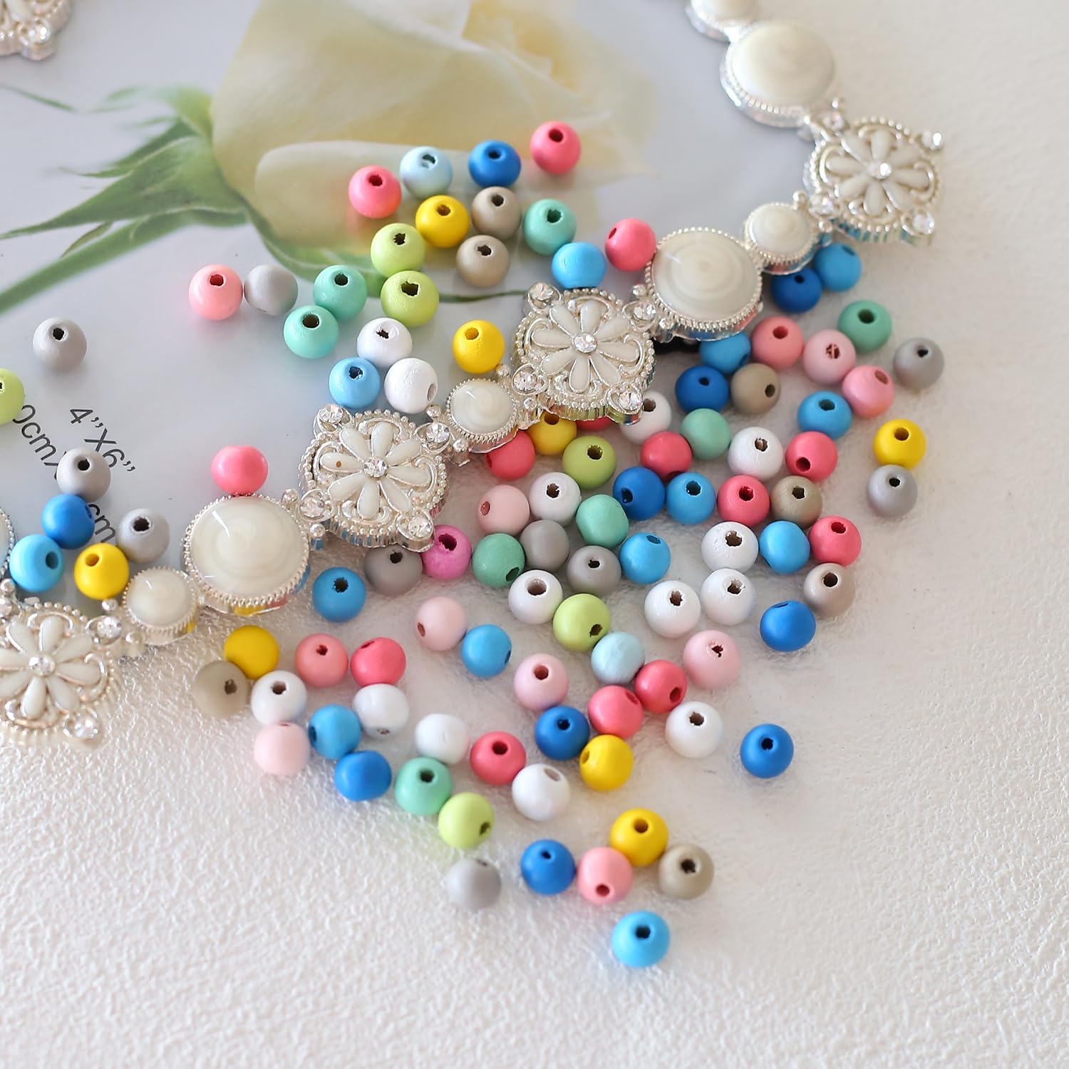 ToBeIT 1000pcs Wooden Beads Assorted Color Round Wood Beads, Painted Hole Round Wood Spacer Beads for DIY Craft, Jewelry Making (Shade - 8mm) - Image 3