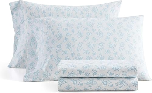 Vista 2 de Martha Stewart - Juego de sábanas de tamaño completo, sábanas refrescantes nítidas y entalladas con un tacto ligero de percal de algodón