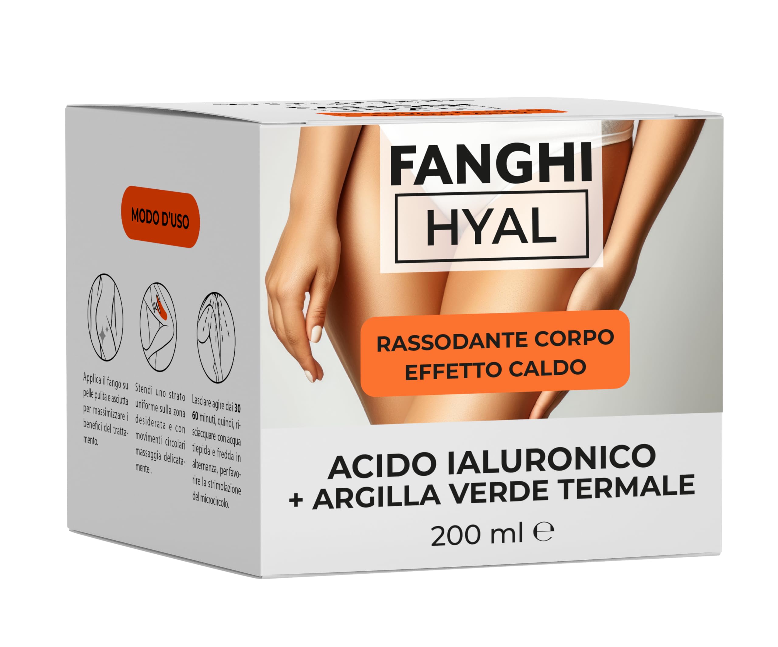 Hyal Fanghi Corpo Rassodante effetto caldo, con Acido Ialuronico e Argilla verde termale, 200 ml - Wonder Company