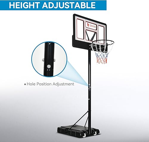 Miniatura 3 de DWVO Aros de baloncesto portátiles para exteriores, aro de baloncesto para exteriores de 10 pies ajustables, con tablero trasero inastillable de 44