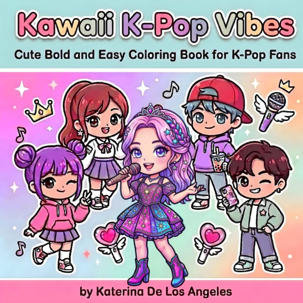 Kawaii K-POP Vibes: Cute Bold and Easy Coloring Book for K-POP Fans