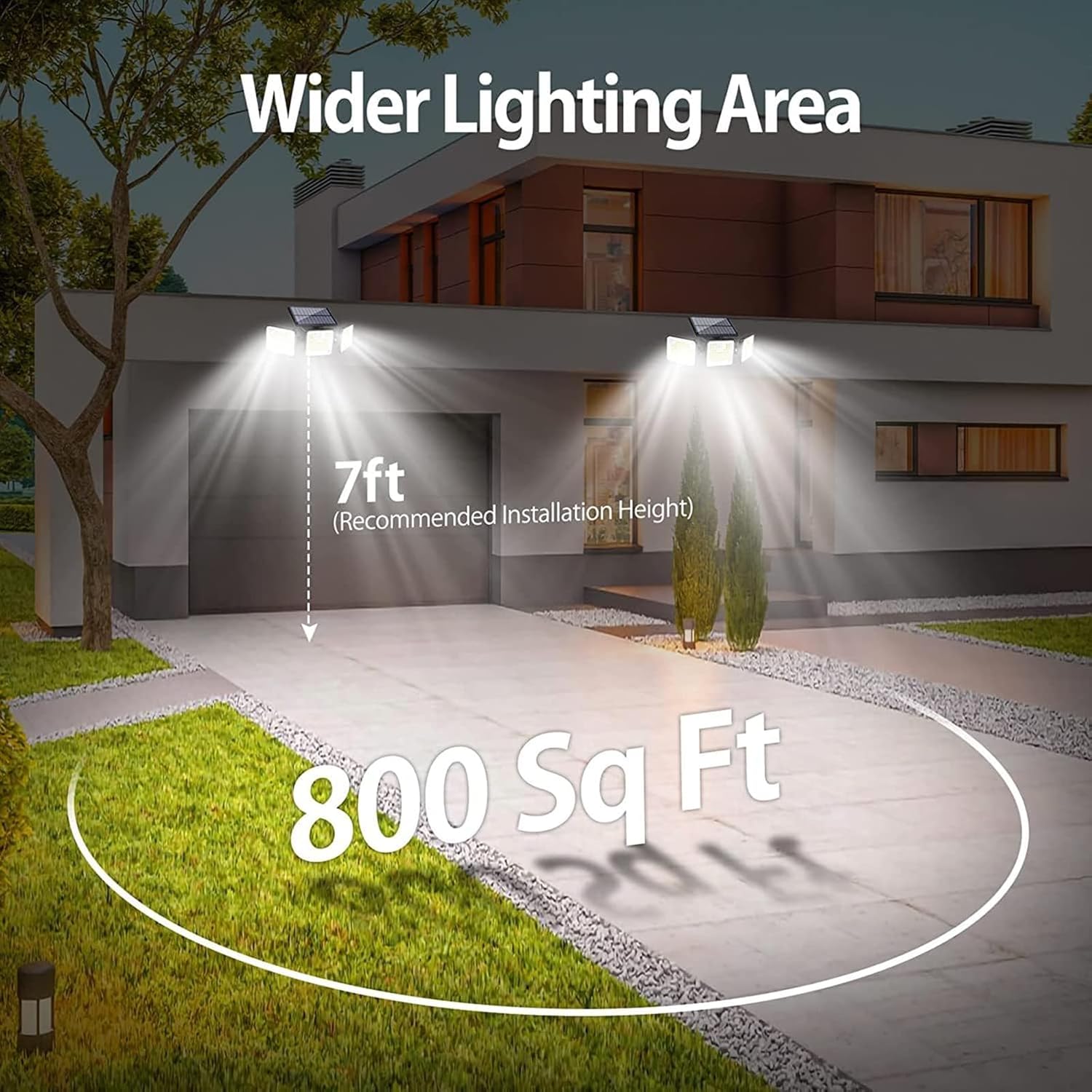 2 Pack 180 LED Solar Flood Light Outdoor,Motion Sensor Outdoor Lights,IP65 Waterproof,3 Adjustable Heads Outdoor Solar Lights,Solar Lights for Outside Fence Driveway Walkway