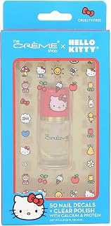 The Crème Shop 50 Nail Decals +Clear Polish with Calcium & Protein Hello Kitty