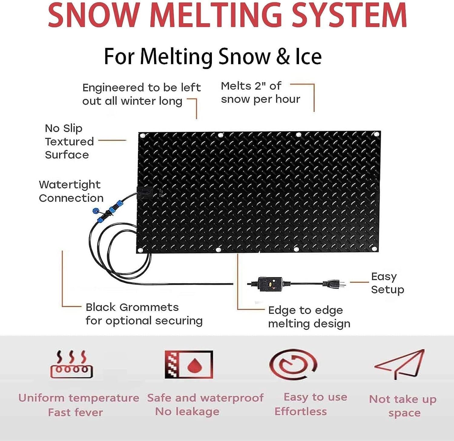 Heated Snow Melting Mats for Entrances-3/4 Pcs,Heated Snow Melting Mats for Stairs,Heated Outdoor Mats,Now Winter Removal,No-Slip Stair Heating with Timer,Heating Entrance Mats ( Color : 3 Pcs , Size