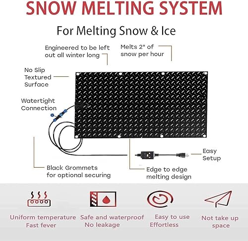 Miniatura 5 de Alfombrillas térmicas para derretir la nieve para entradas, 34 piezas, alfombrillas térmicas para derretir la nieve para escaleras, tapetes térmicos